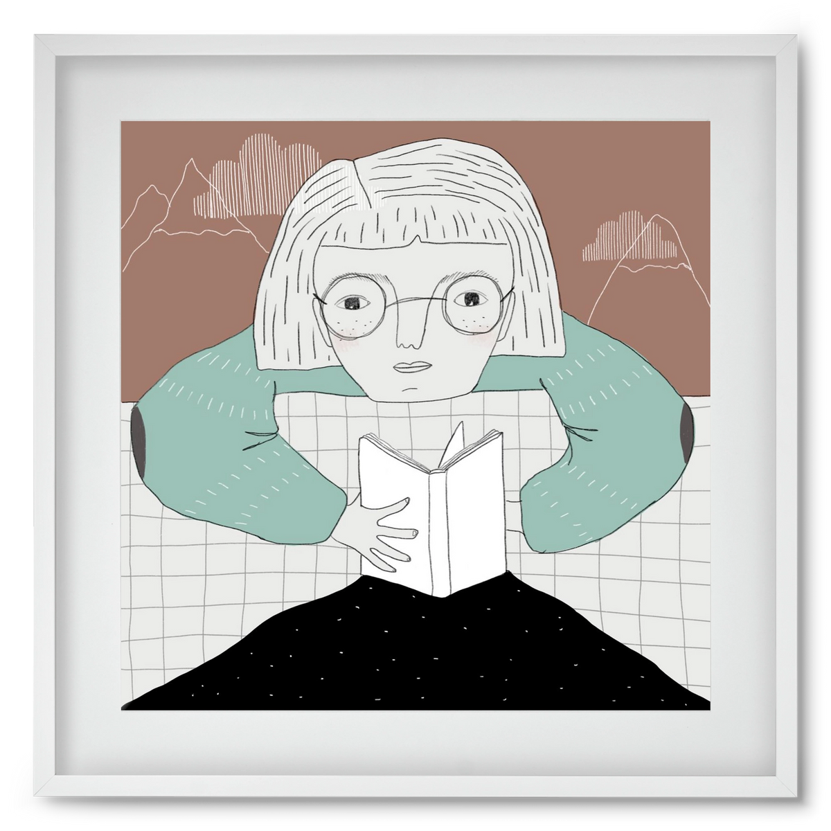Az Olvasó, 50x50 cm (40x40 cm), Fehér keret, paszpartuval