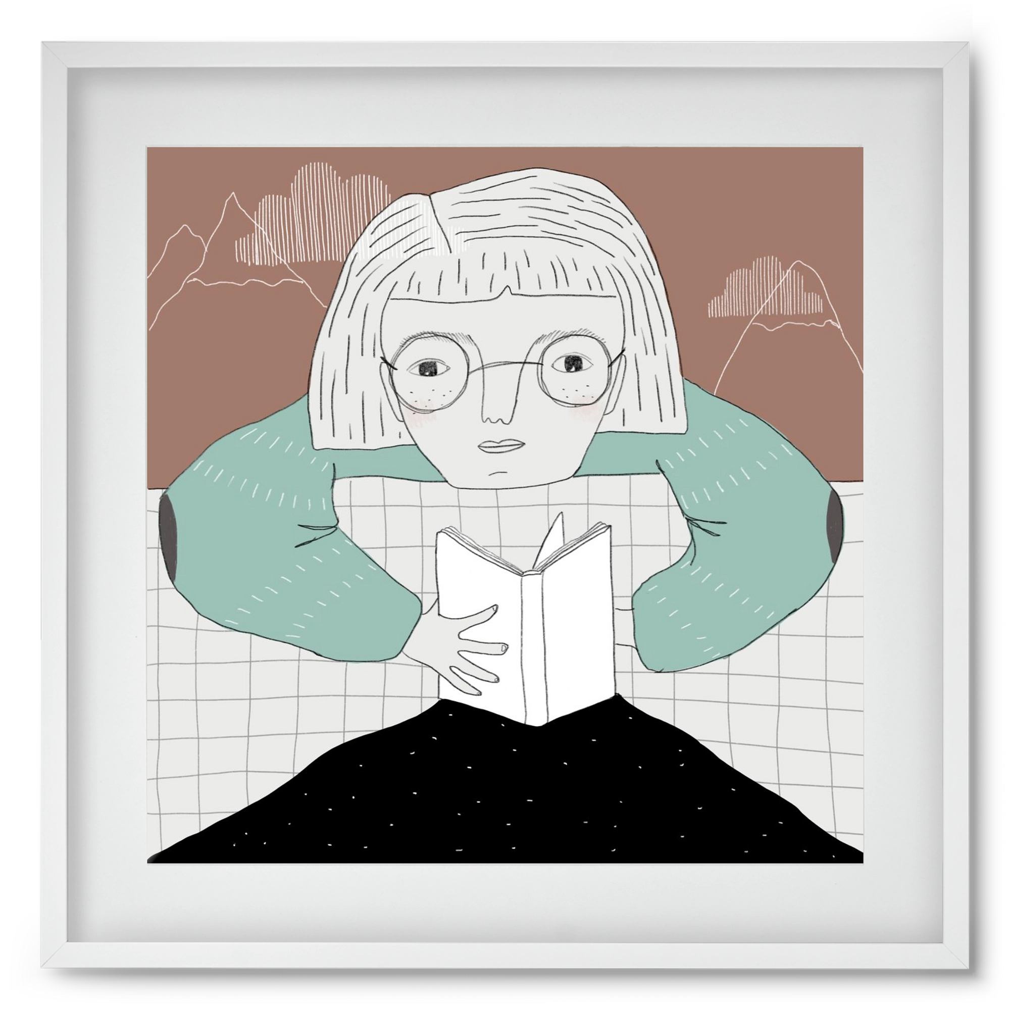 Az Olvasó, 50x50 cm (40x40 cm), Fehér keret, paszpartuval