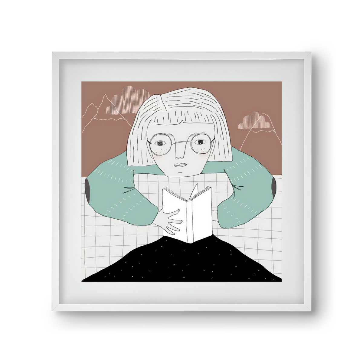 Az Olvasó, 30x30 cm (20x20 cm), Fehér keret, paszpartuval