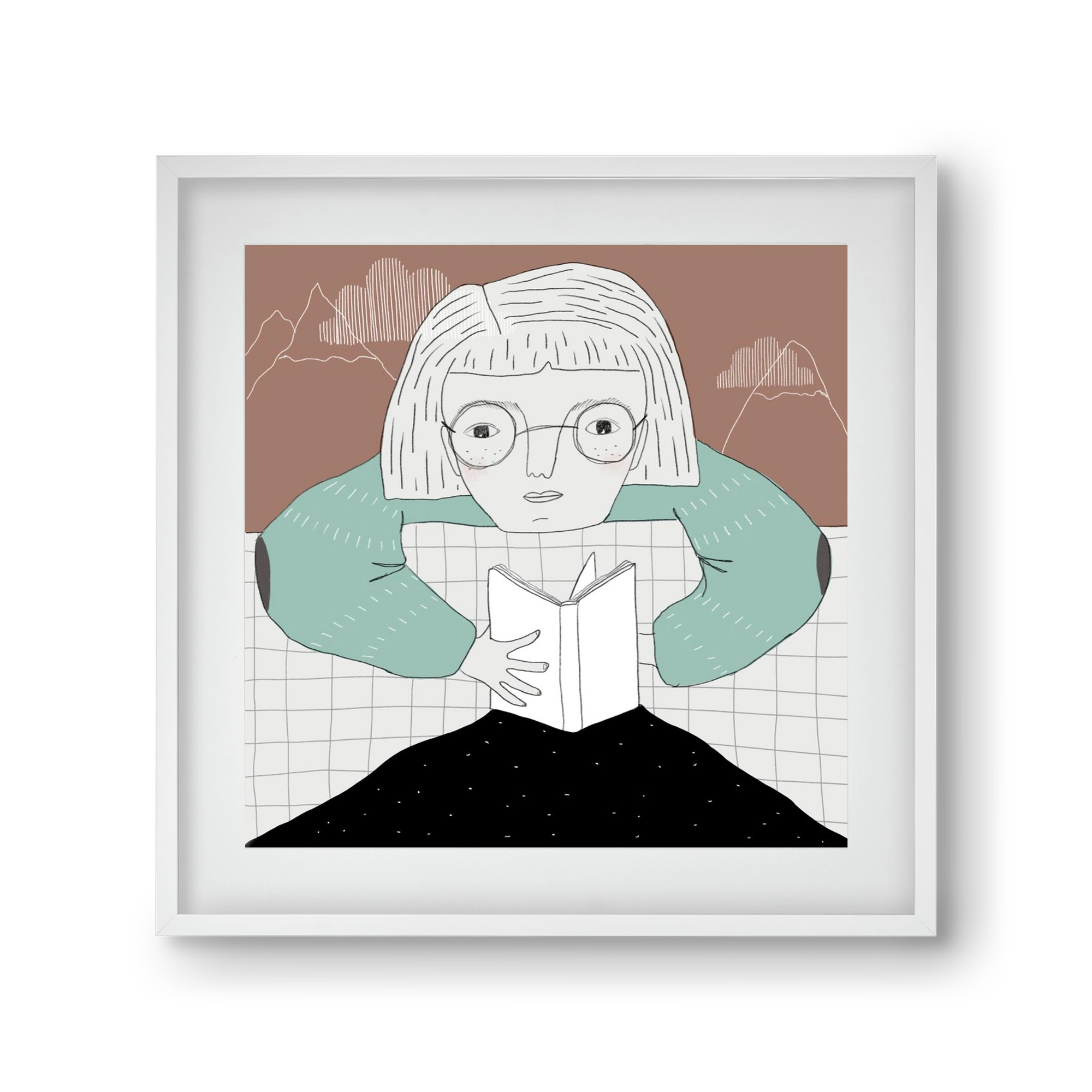 Az Olvasó, 30x30 cm (20x20 cm), Fehér keret, paszpartuval