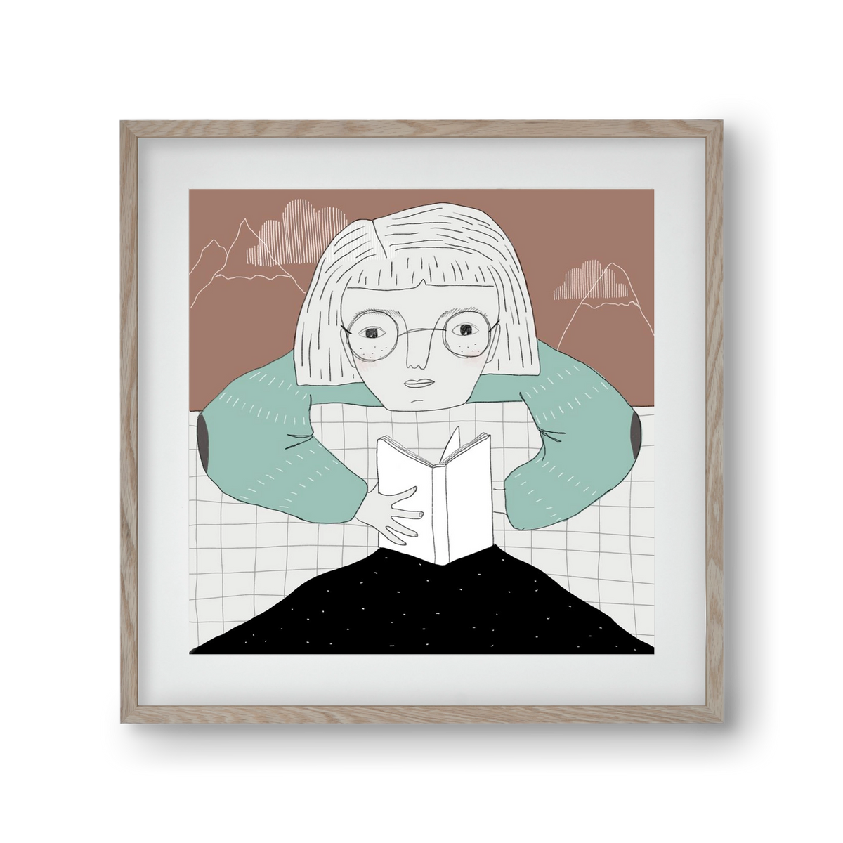 Az Olvasó, 30x30 cm (20x20 cm), Tölgy keret, paszpartuval