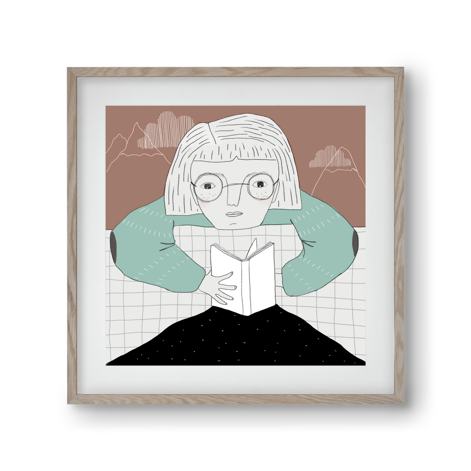 Az Olvasó, 30x30 cm (20x20 cm), Tölgy keret, paszpartuval