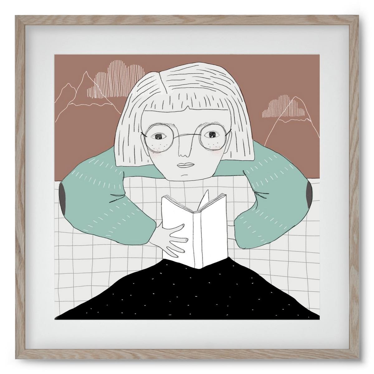 Az Olvasó, 50x50 cm (40x40 cm), Tölgy keret, paszpartuval