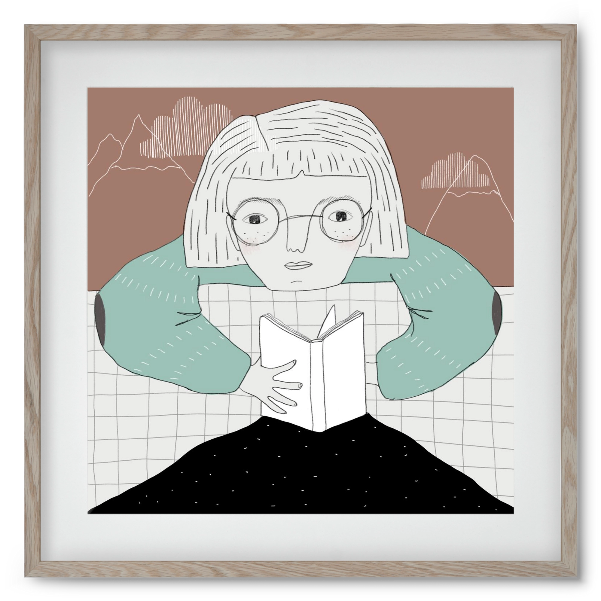 Az Olvasó, 50x50 cm (40x40 cm), Tölgy keret, paszpartuval