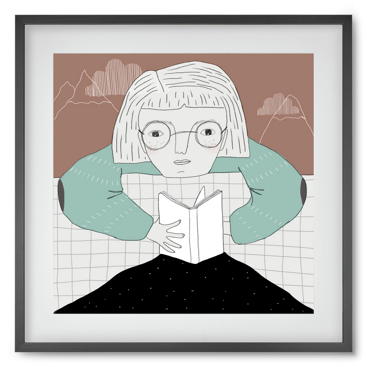 Az Olvasó, 50x50 cm (40x40 cm), Fekete keret, paszpartuval