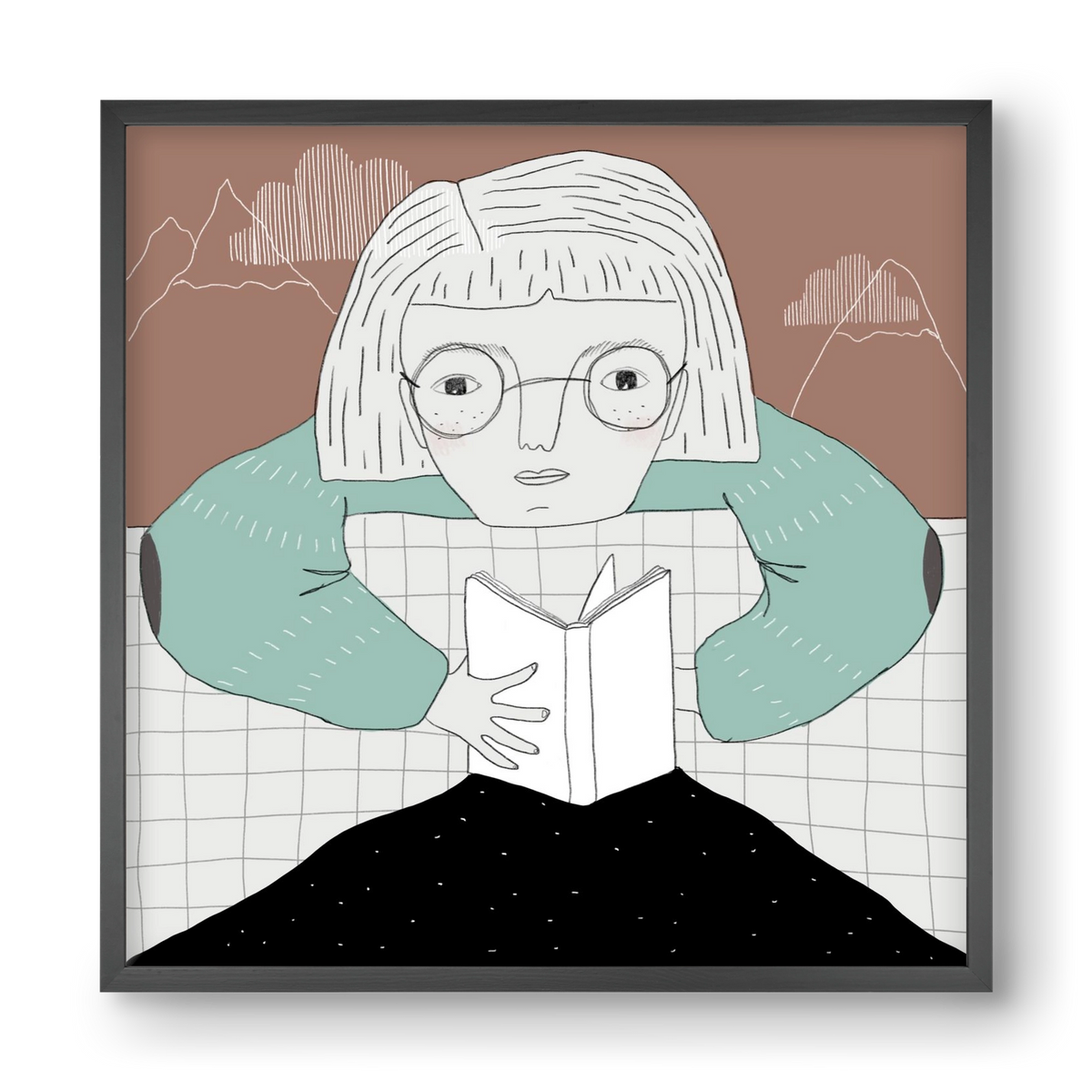 Az Olvasó, 40x40 cm (40x40 cm), Fekete keret