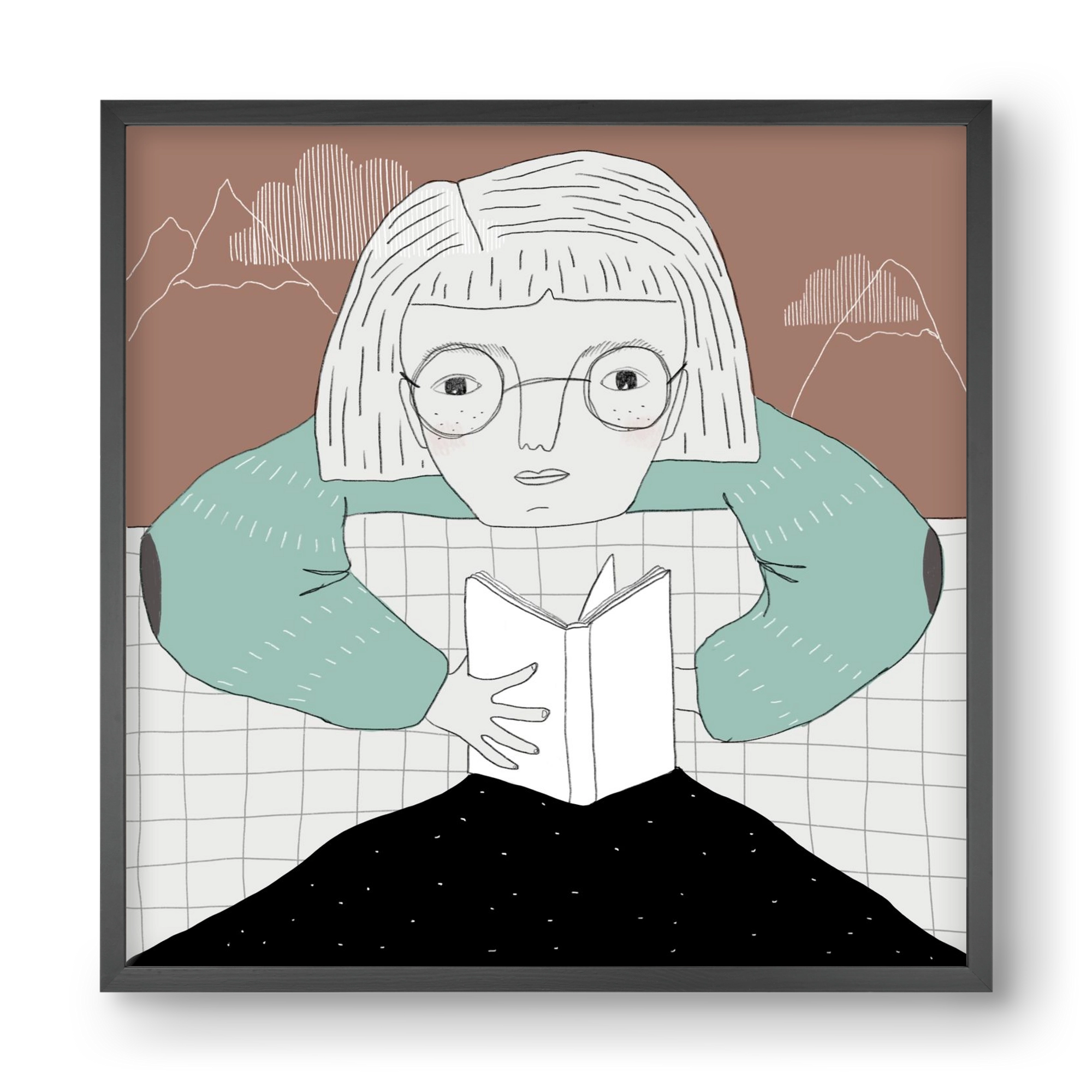 Az Olvasó, 40x40 cm (40x40 cm), Fekete keret