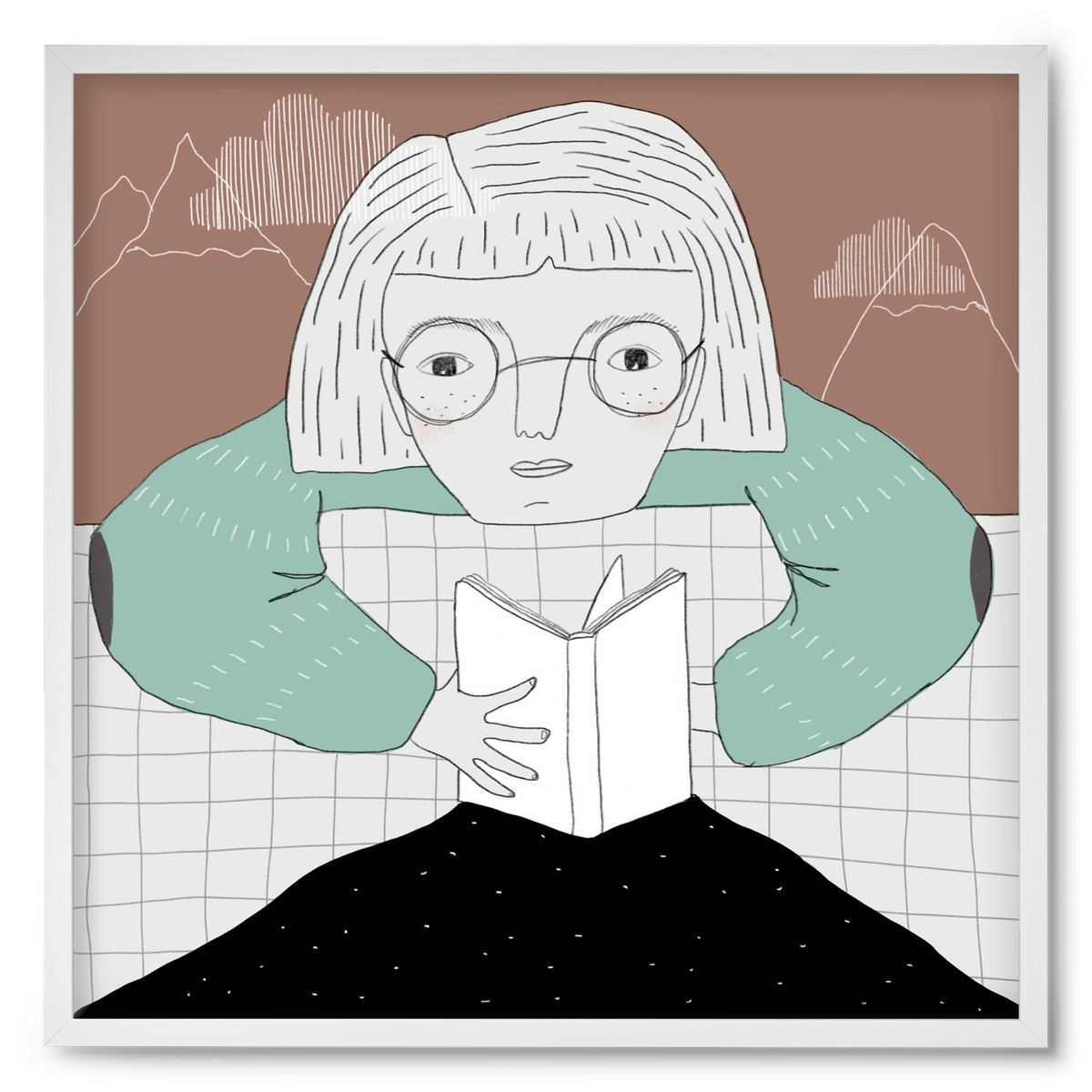 Az Olvasó, 50x50 cm (50x50 cm), Fehér keret