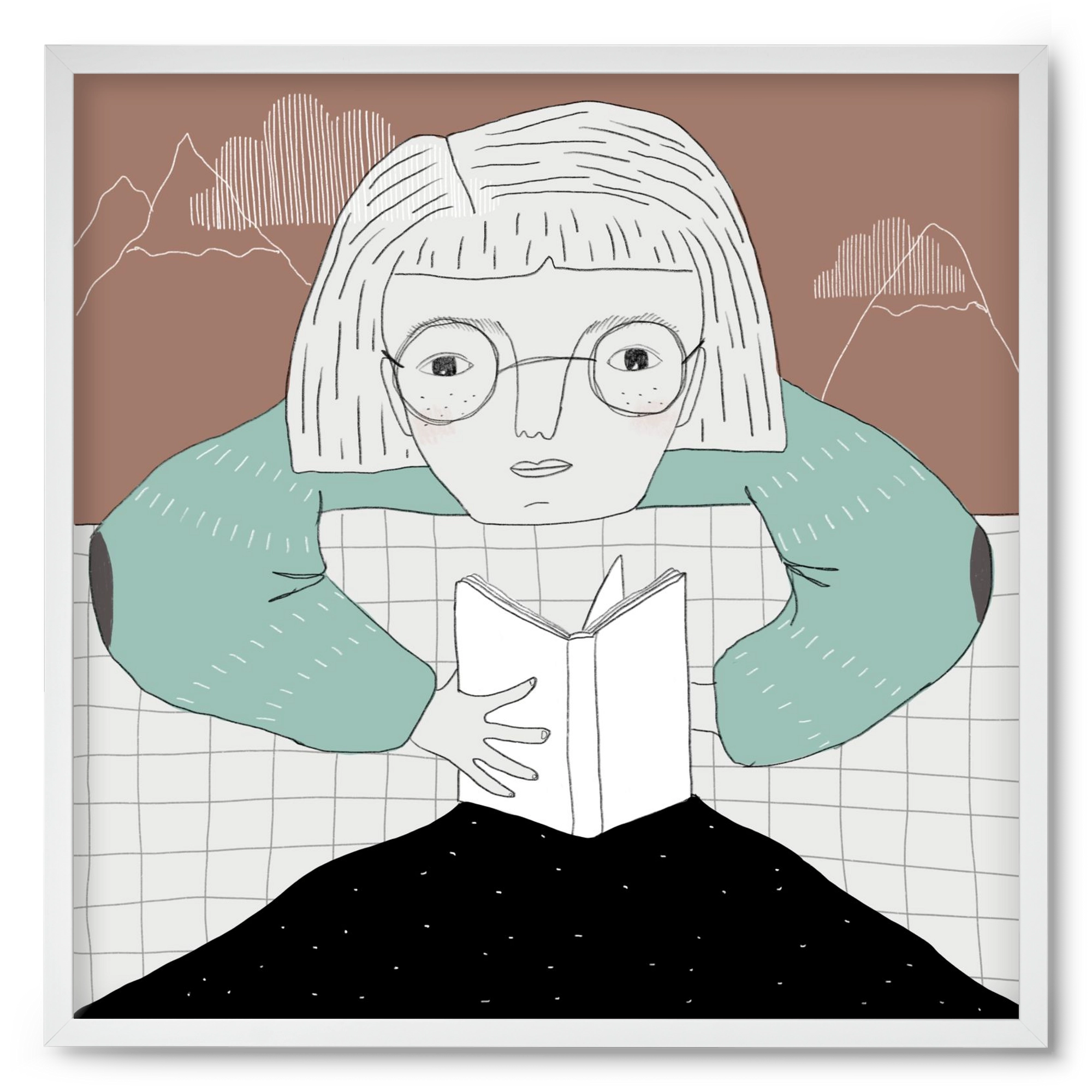 Az Olvasó, 50x50 cm (50x50 cm), Fehér keret