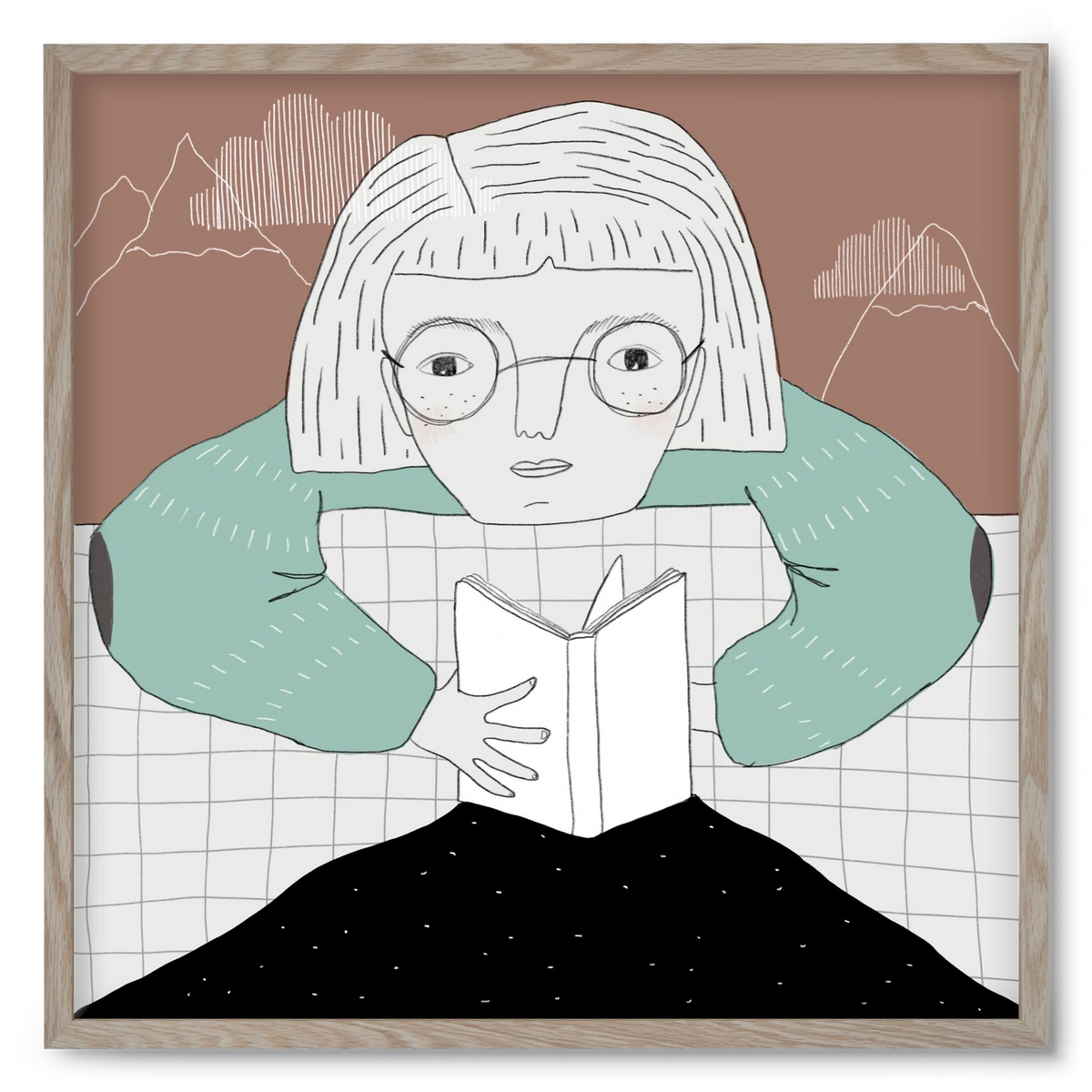 Az Olvasó, 50x50 cm (50x50 cm), Tölgy keret