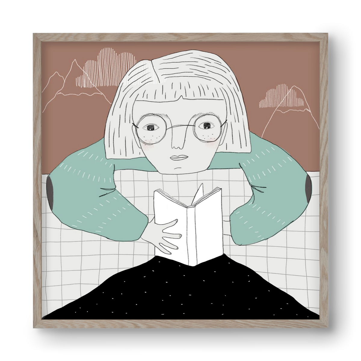 Az Olvasó, 40x40 cm (40x40 cm), Tölgy keret