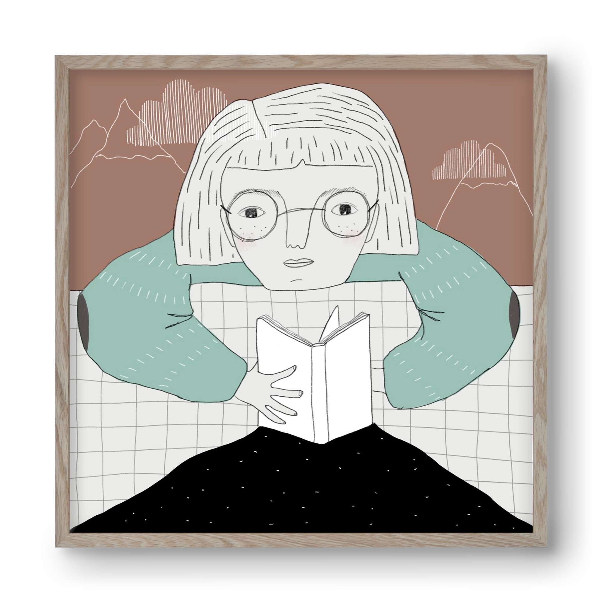 Az Olvasó, 40x40 cm (40x40 cm), Tölgy keret