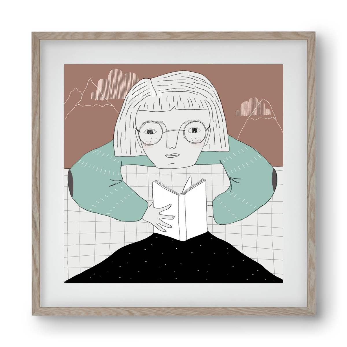 Az Olvasó, 40x40 cm (30x30 cm), Tölgy keret, paszpartuval