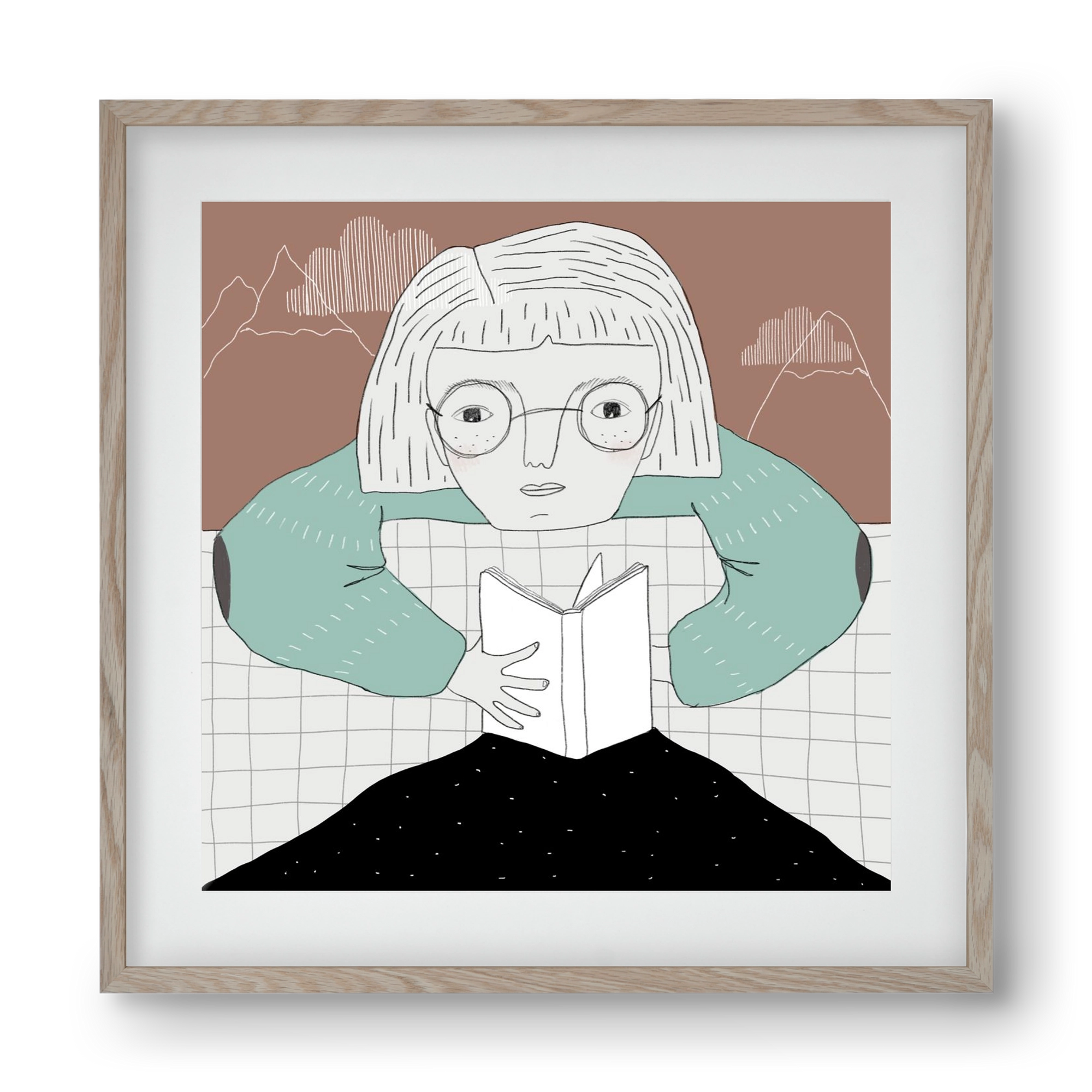 Az Olvasó, 40x40 cm (30x30 cm), Tölgy keret, paszpartuval