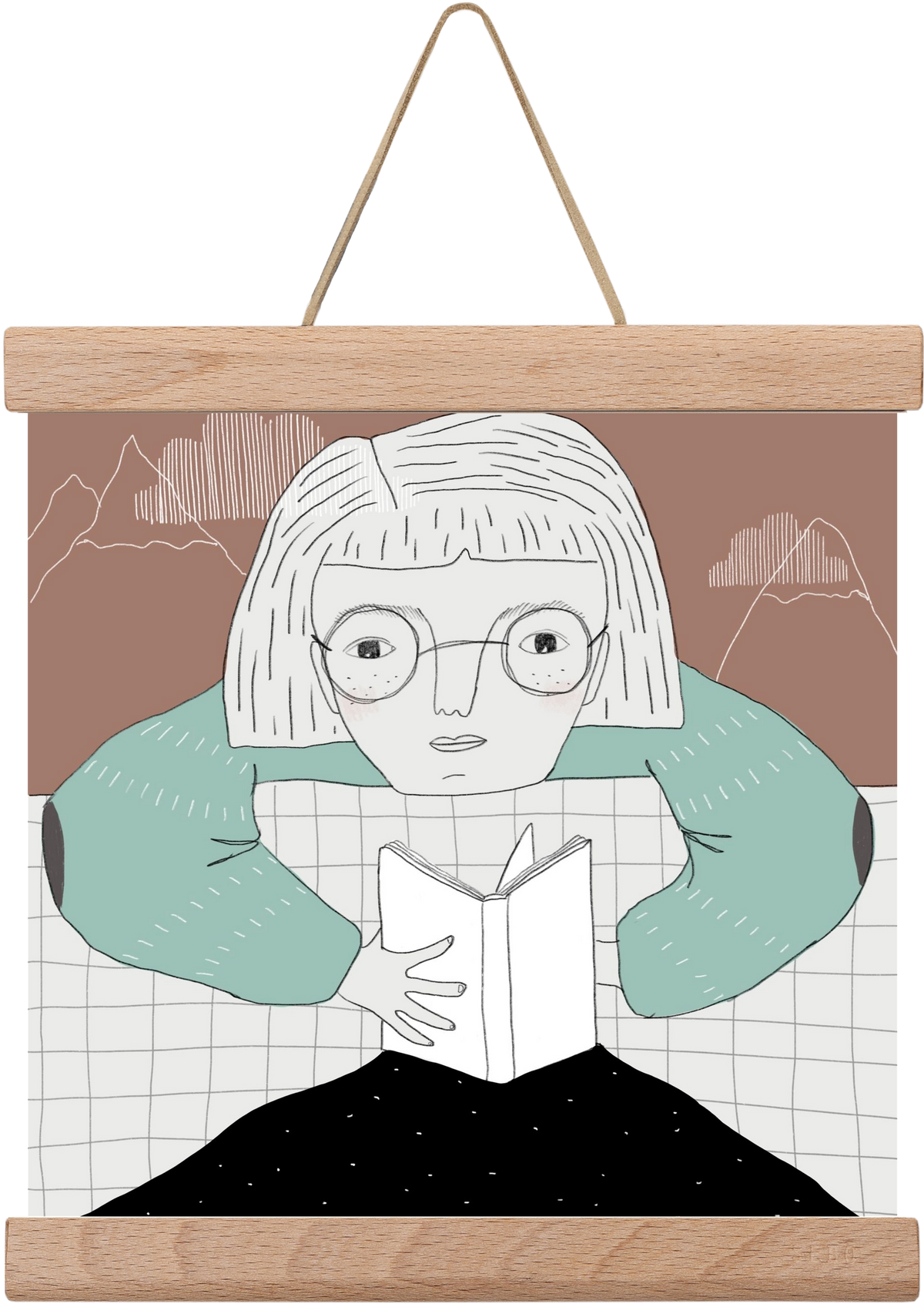 Az Olvasó, 20x20 cm (20x20 cm), Tölgy akasztó