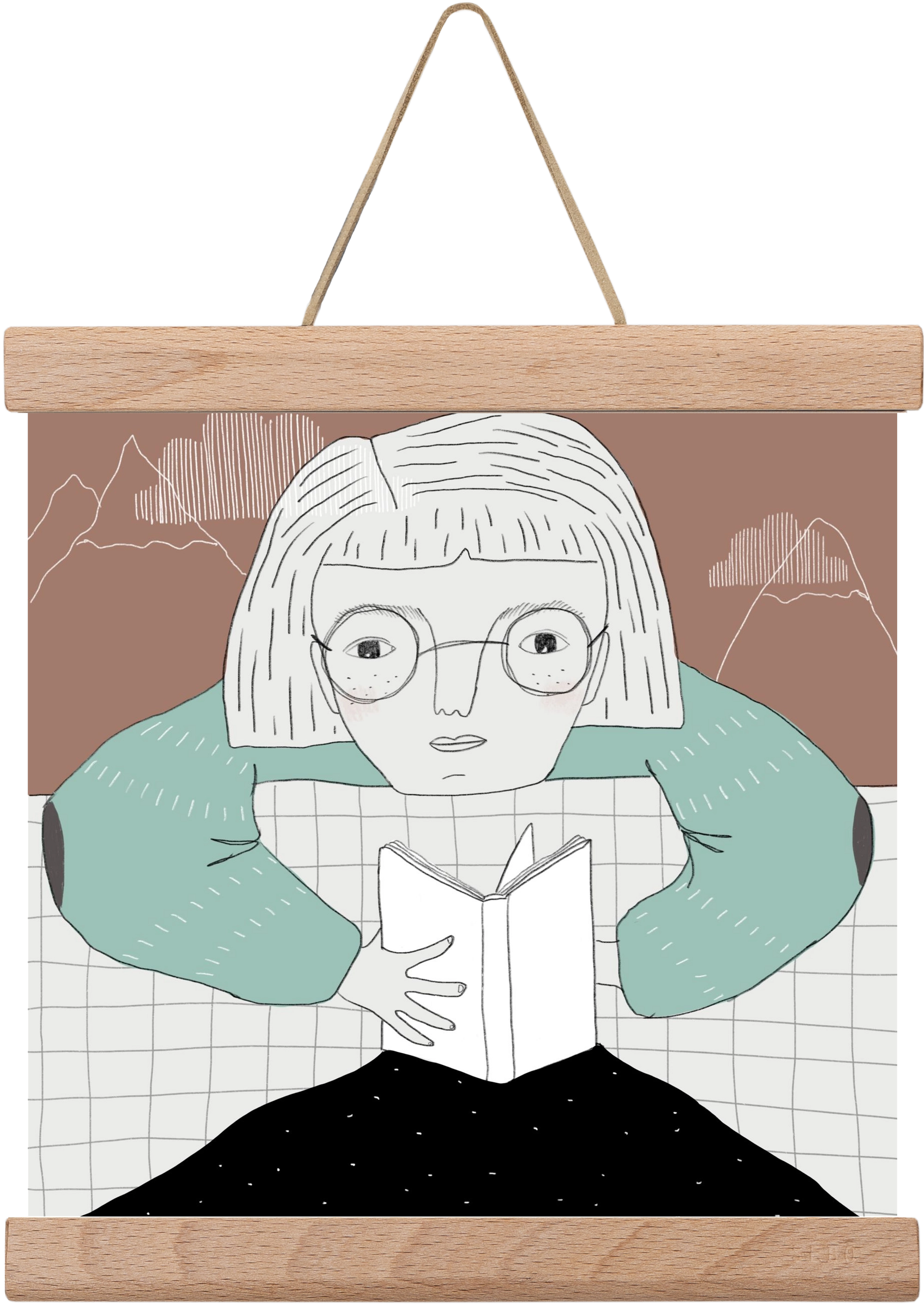 Az Olvasó, 20x20 cm (20x20 cm), Tölgy akasztó