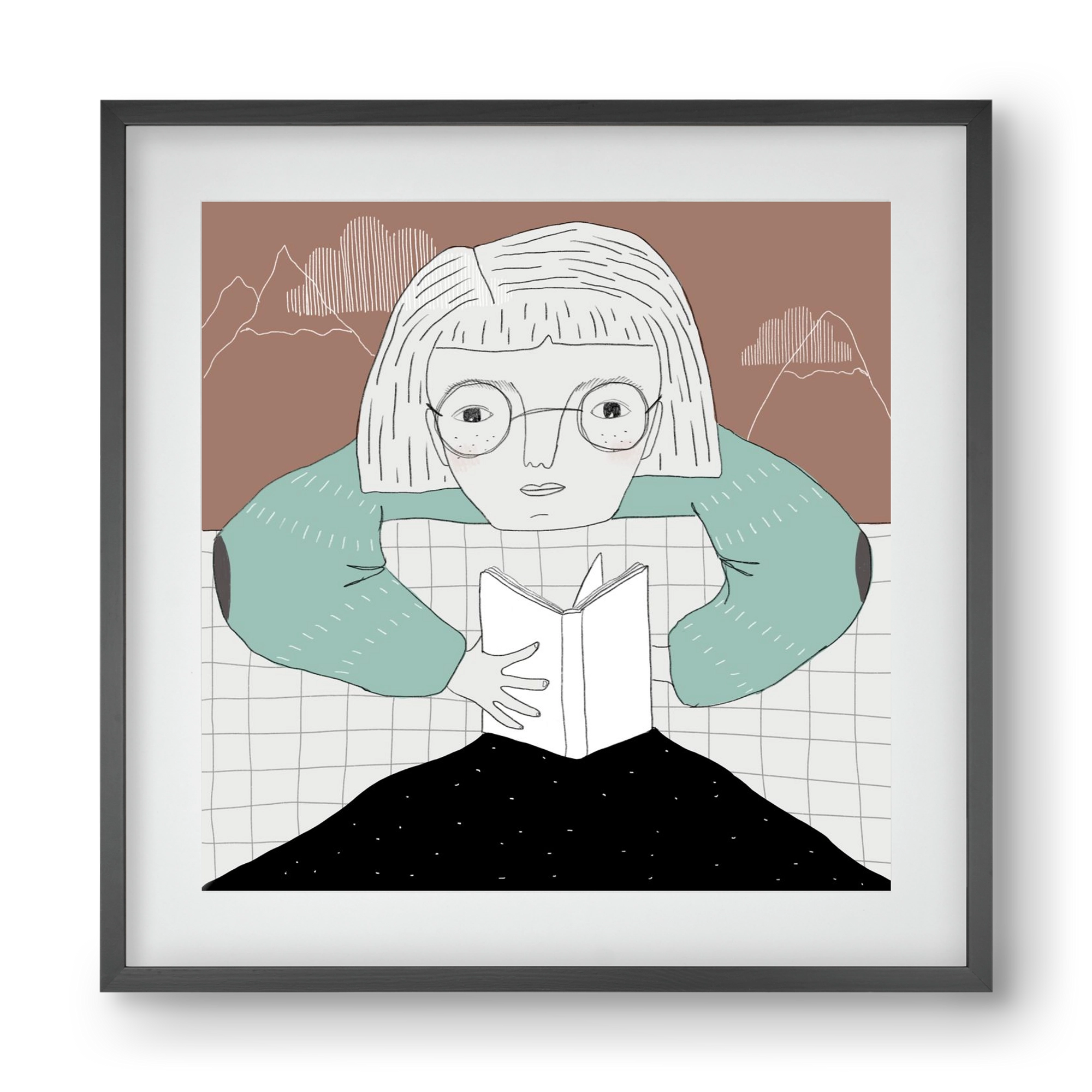 Az Olvasó, 40x40 cm (30x30 cm), Fekete keret, paszpartuval