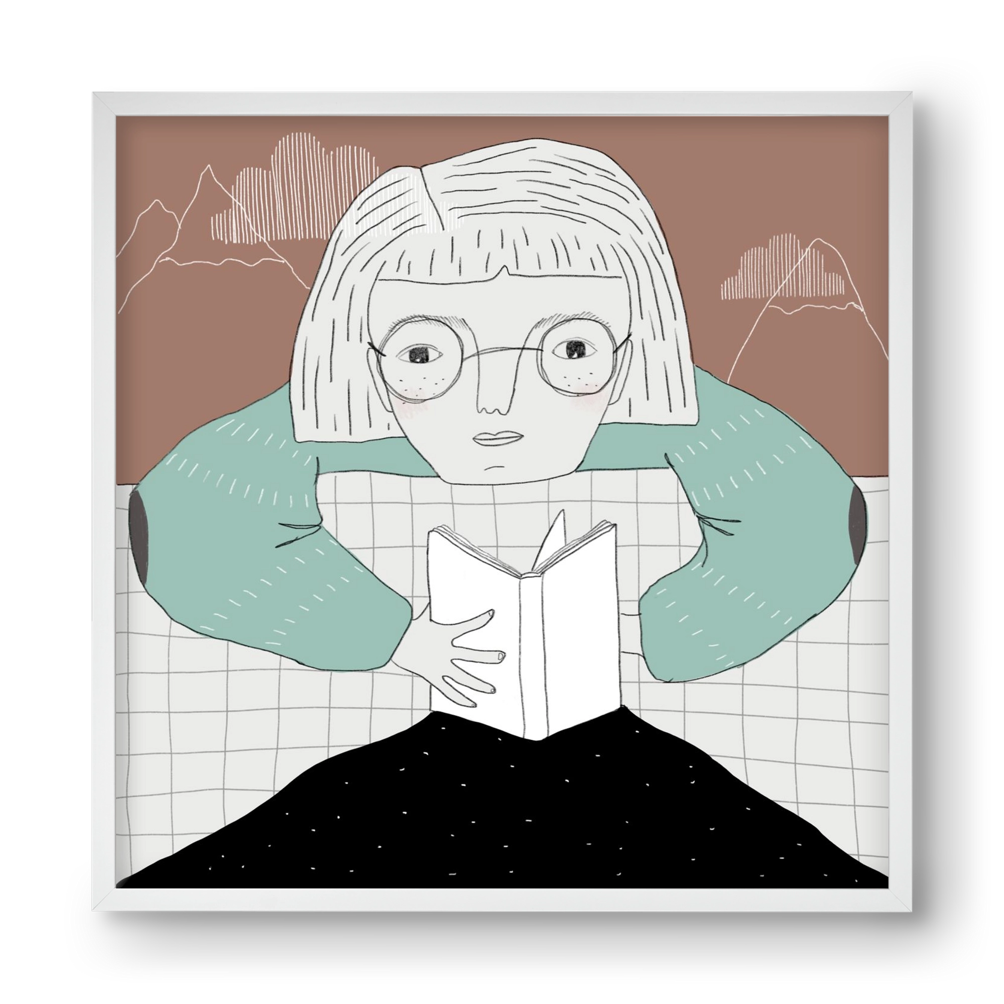 Az Olvasó, 40x40 cm (40x40 cm), Fehér keret