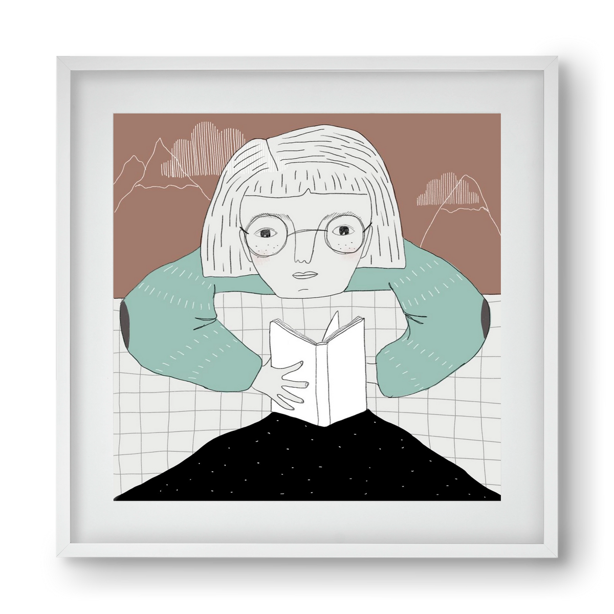 Az Olvasó, 40x40 cm (30x30 cm), Fehér keret, paszpartuval