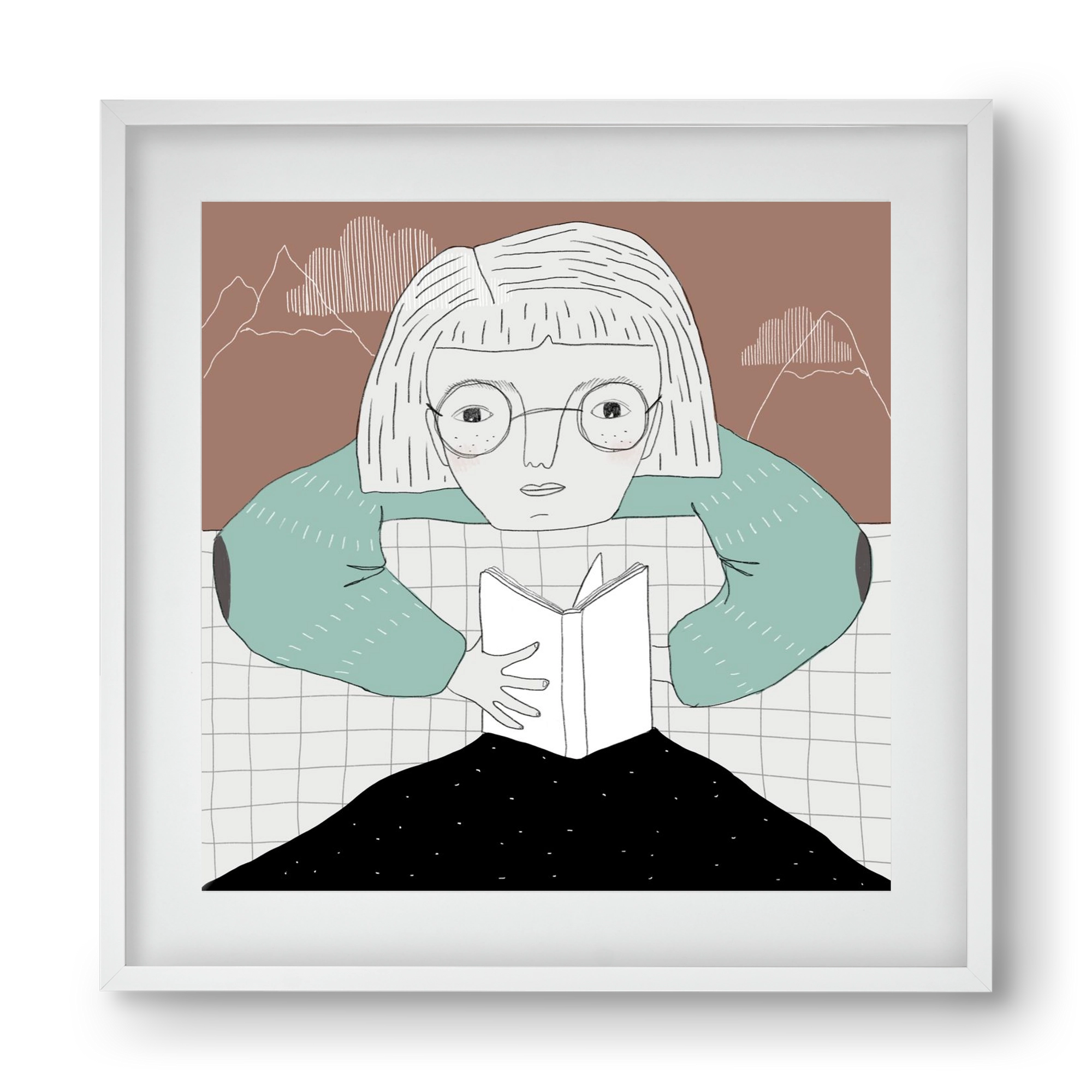 Az Olvasó, 40x40 cm (30x30 cm), Fehér keret, paszpartuval
