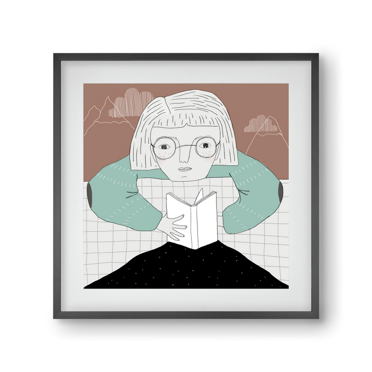 Az Olvasó, 30x30 cm (20x20 cm), Fekete keret, paszpartuval