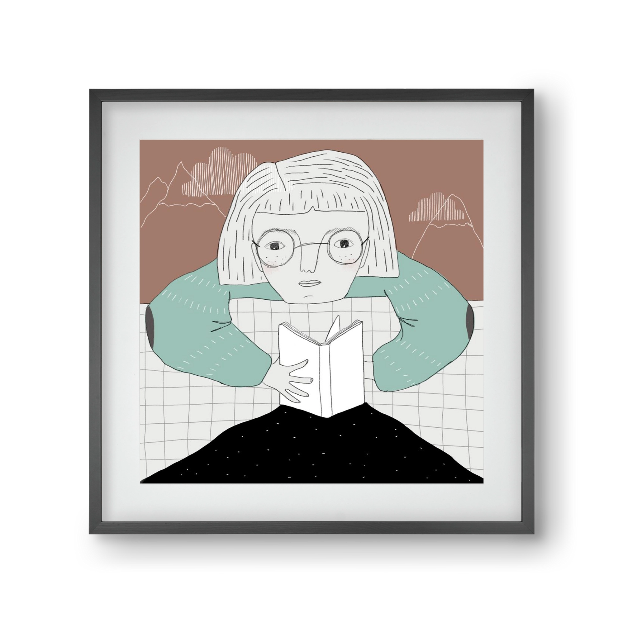 Az Olvasó, 30x30 cm (20x20 cm), Fekete keret, paszpartuval