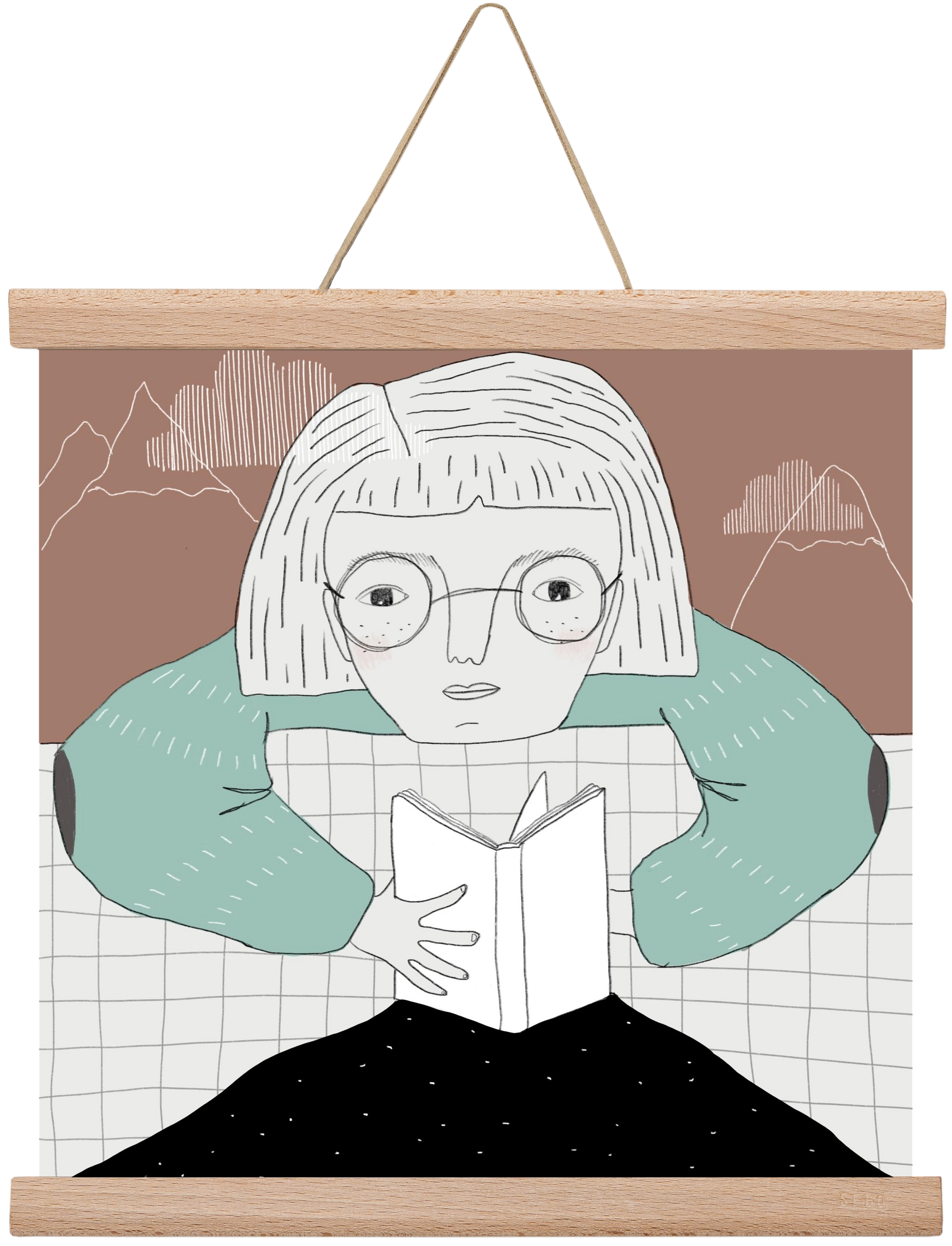 Az Olvasó, 30x30 cm (30x30 cm), Tölgy akasztó