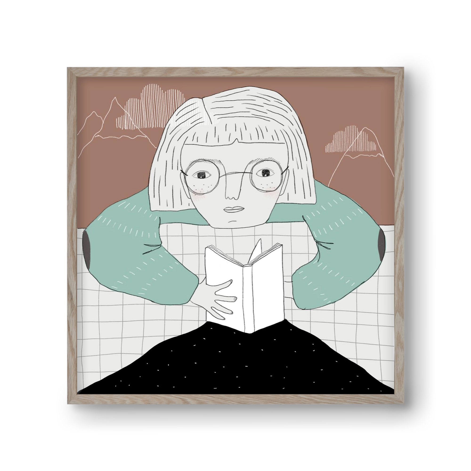 Az Olvasó, 30x30 cm (30x30 cm), Tölgy keret