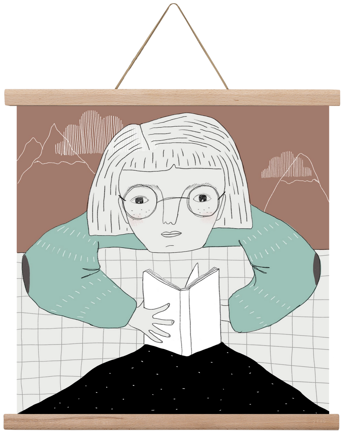 Az Olvasó, 40x40 cm (40x40 cm), Tölgy akasztó
