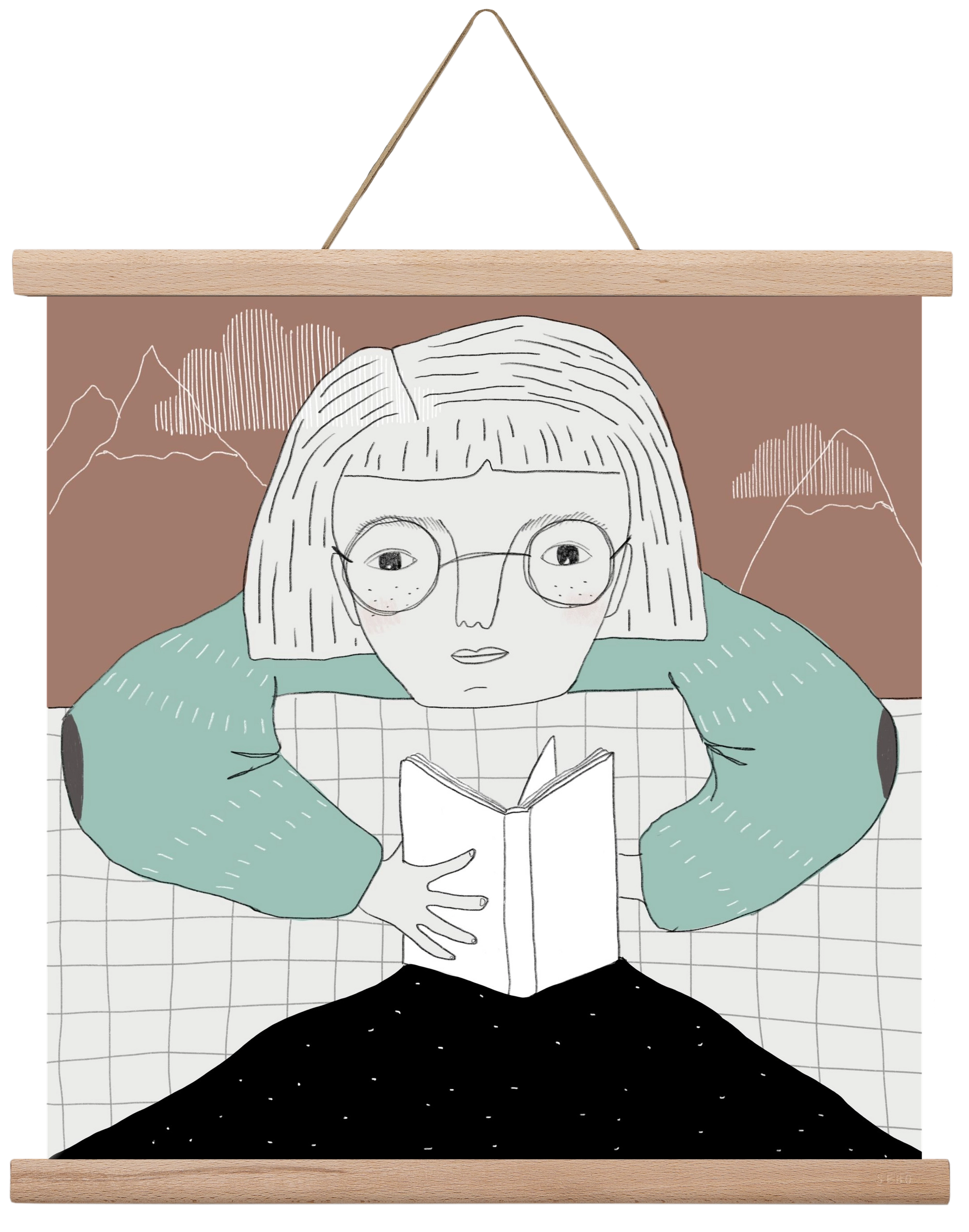 Az Olvasó, 40x40 cm (40x40 cm), Tölgy akasztó