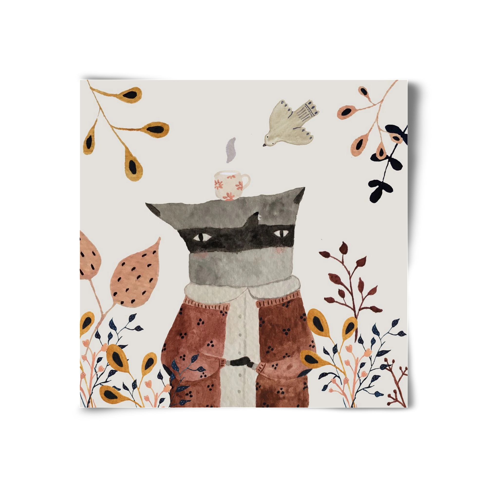 Teázó mosómedve, 30x30 cm, Keret nélkül