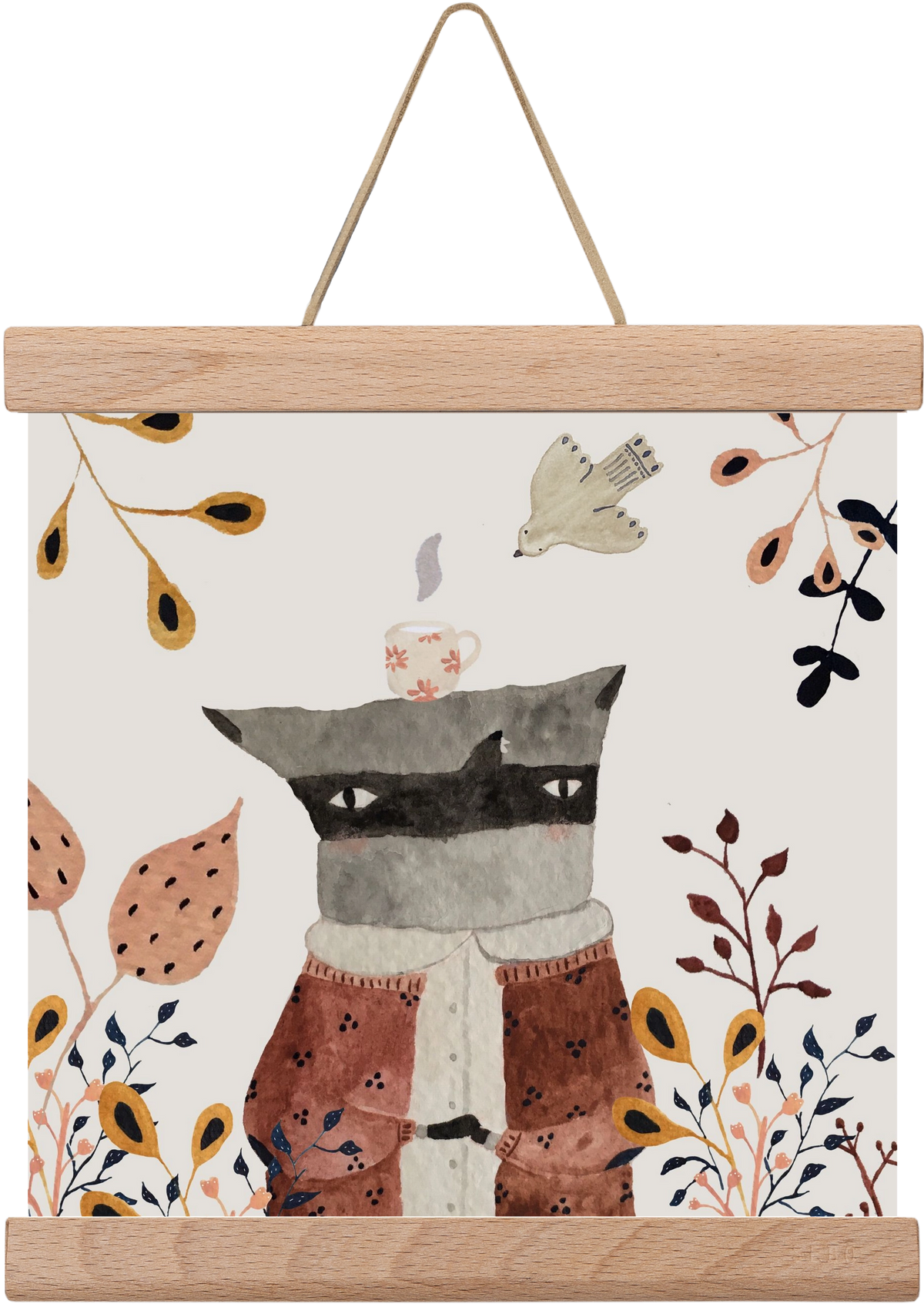 Teázó mosómedve, 20x20 cm (20x20 cm), Tölgy akasztó