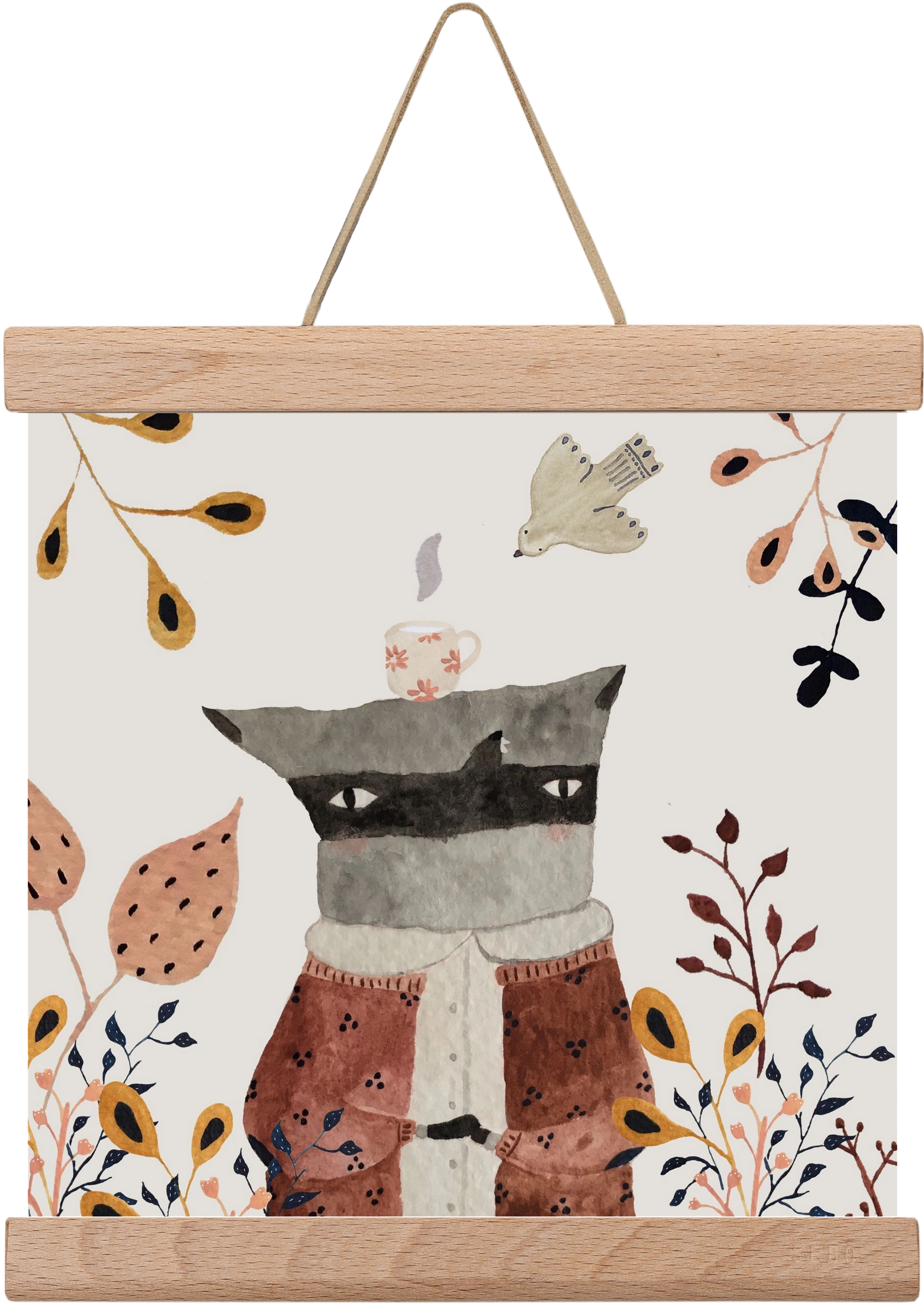 Teázó mosómedve, 20x20 cm (20x20 cm), Tölgy akasztó