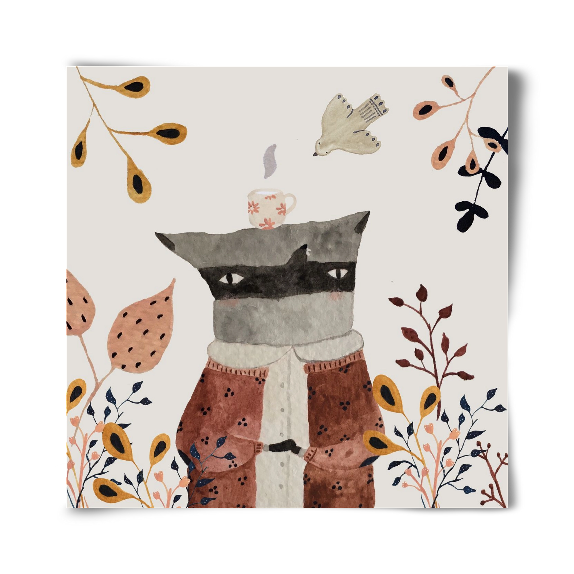 Teázó mosómedve, 40x40 cm, Keret nélkül