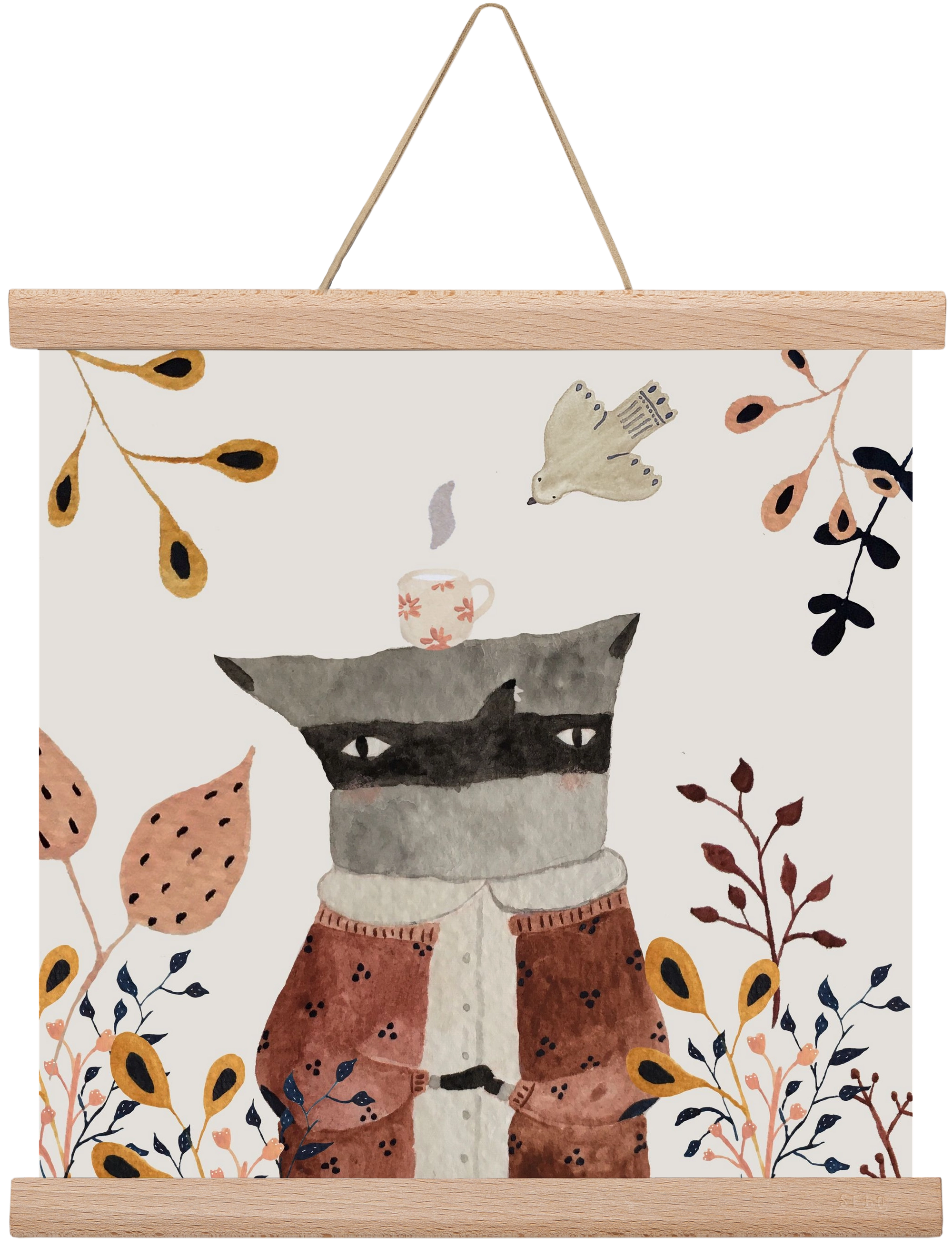 Teázó mosómedve, 30x30 cm (30x30 cm), Tölgy akasztó