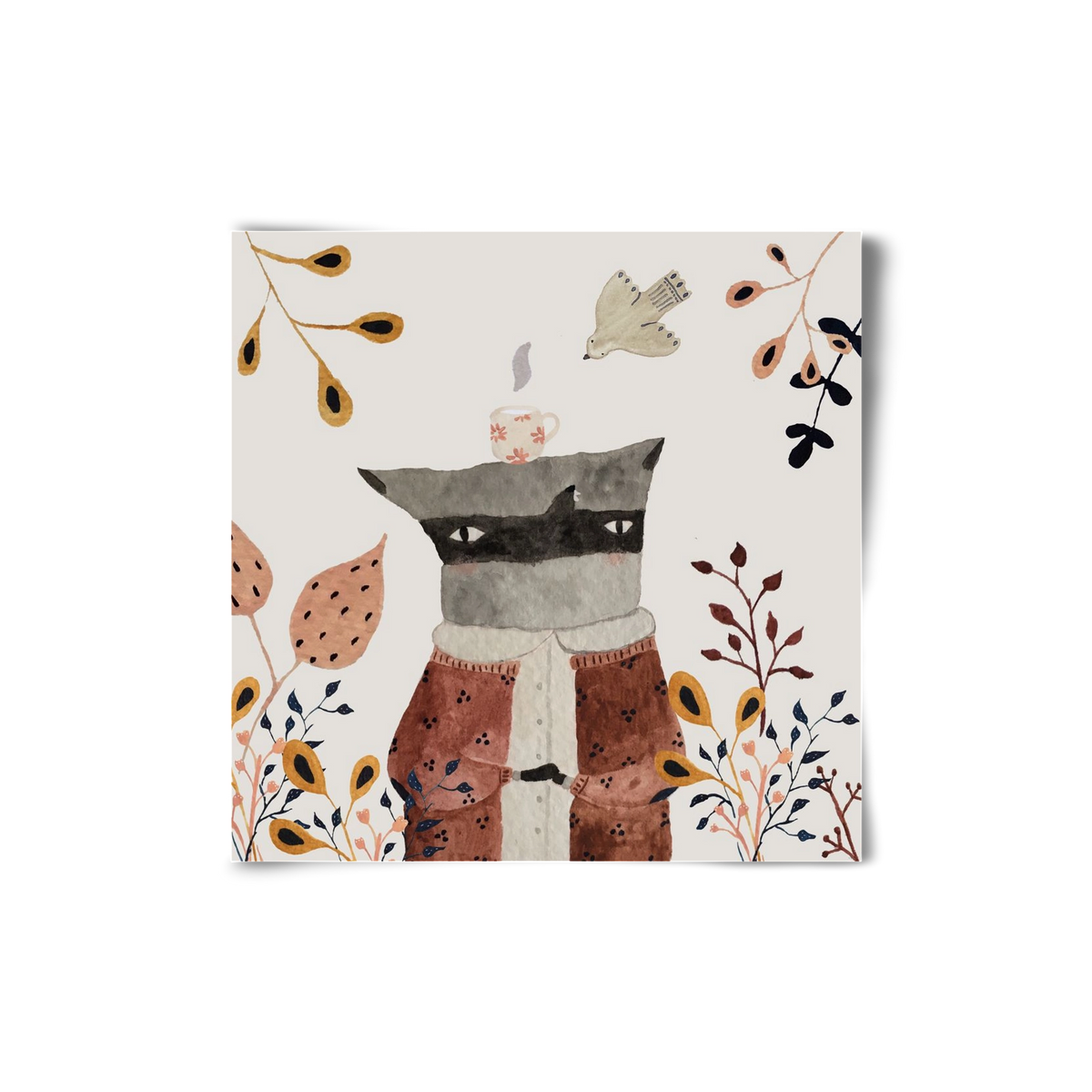 Teázó mosómedve, 20x20 cm, Keret nélkül