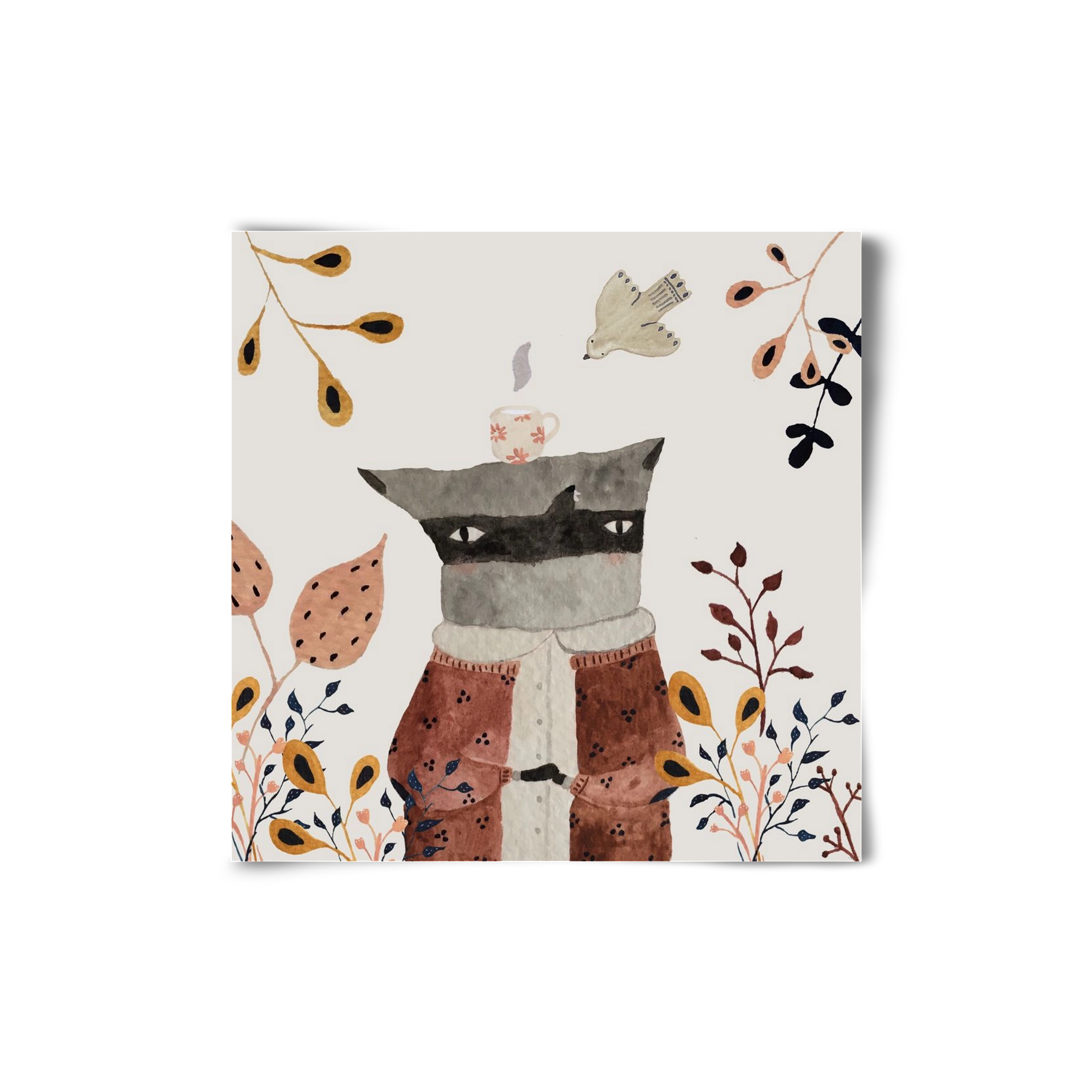 Teázó mosómedve, 20x20 cm, Keret nélkül