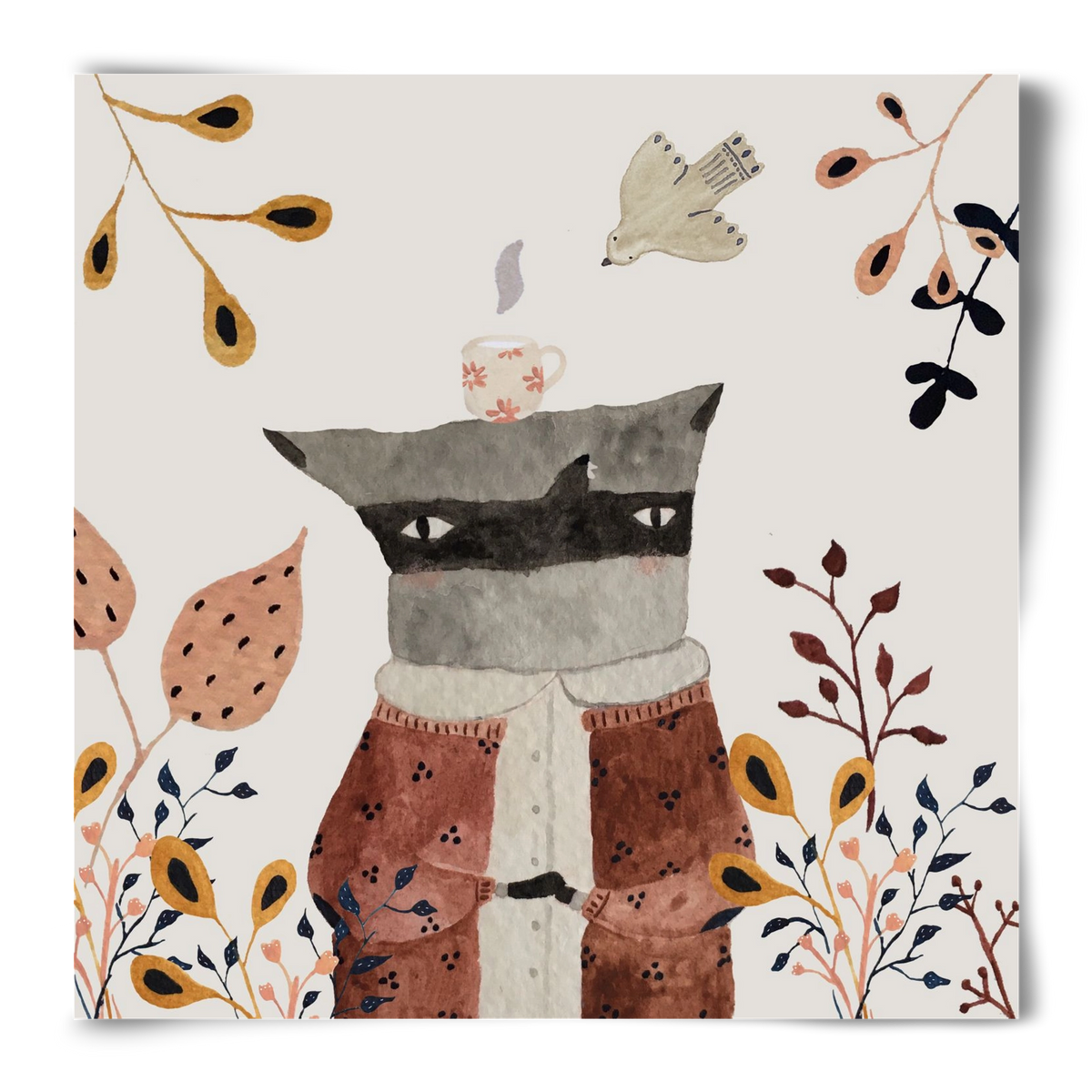 Teázó mosómedve, 50x50 cm, Keret nélkül