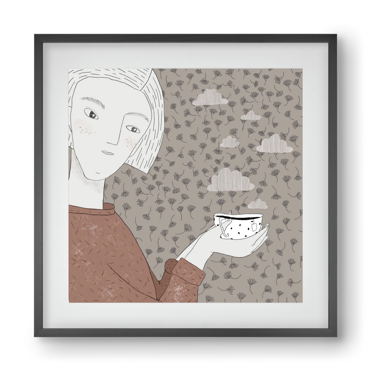 Hangulat, 40x40 cm (30x30 cm), Fekete keret, paszpartuval