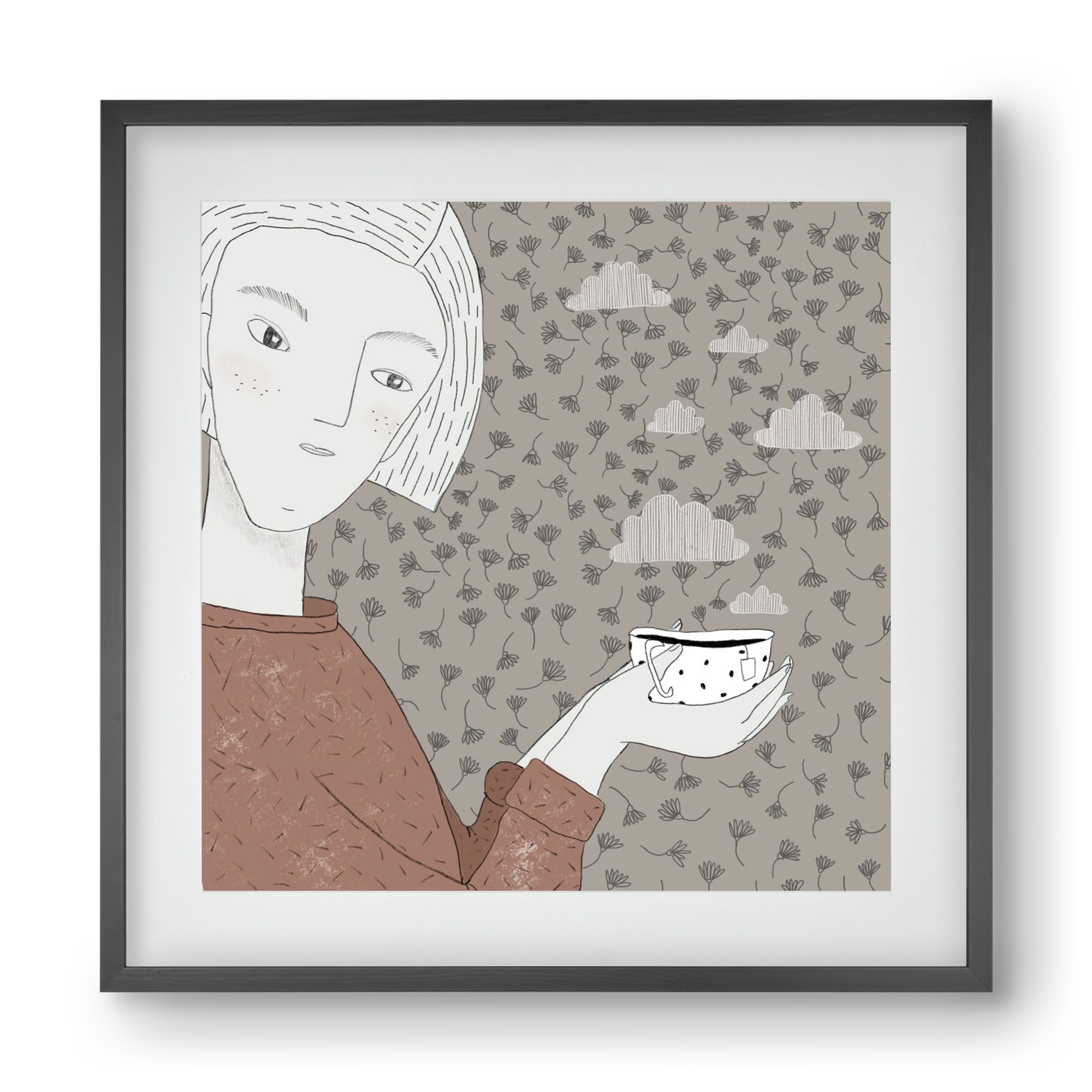 Hangulat, 40x40 cm (30x30 cm), Fekete keret, paszpartuval