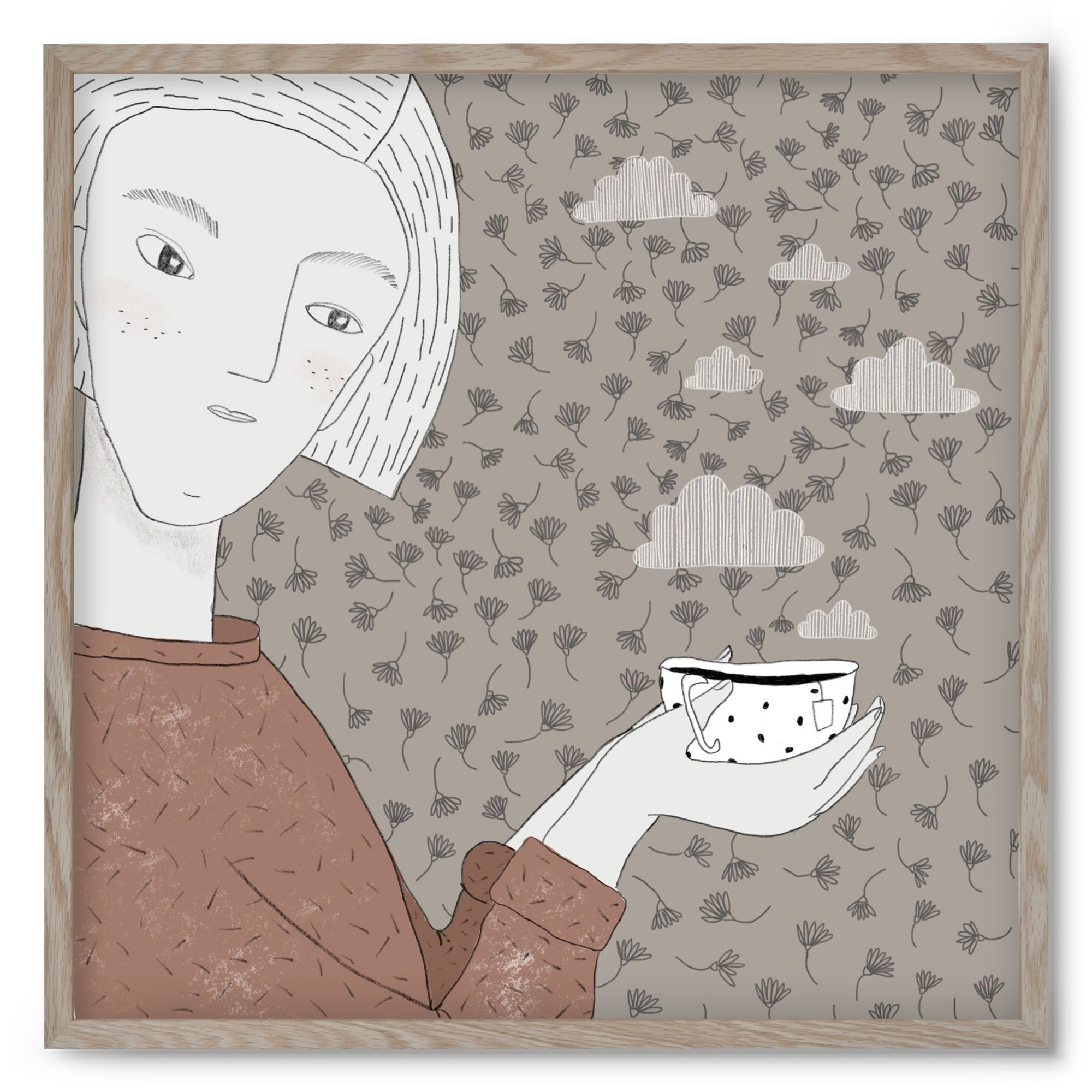 Hangulat, 50x50 cm (50x50 cm), Tölgy keret