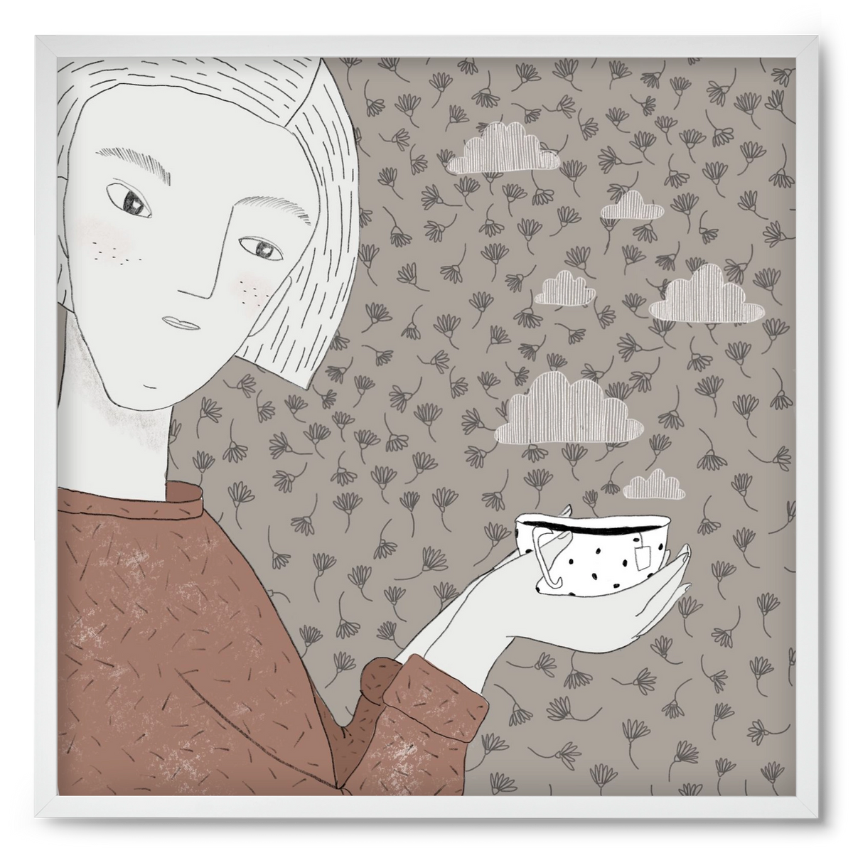 Hangulat, 50x50 cm (50x50 cm), Fehér keret