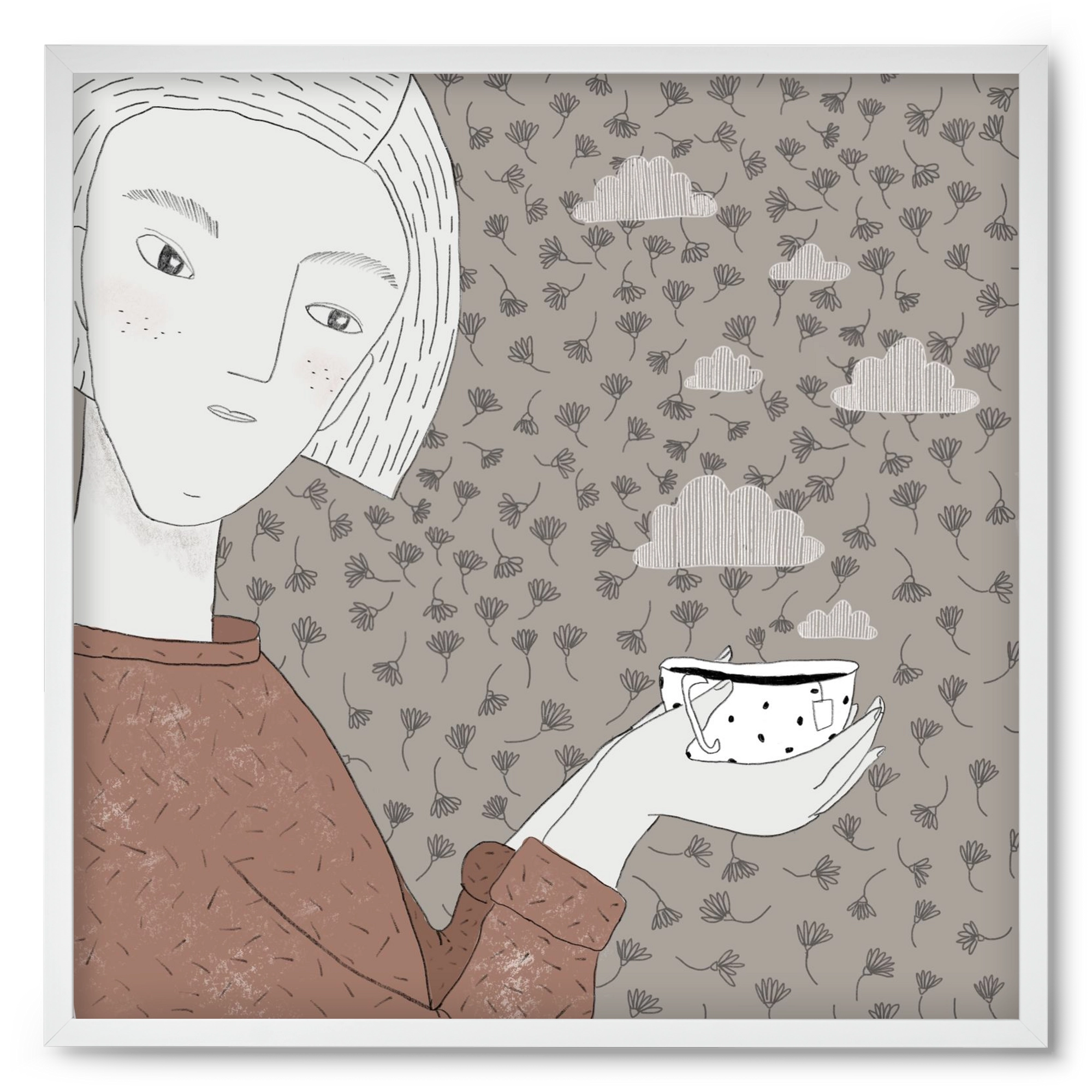 Hangulat, 50x50 cm (50x50 cm), Fehér keret