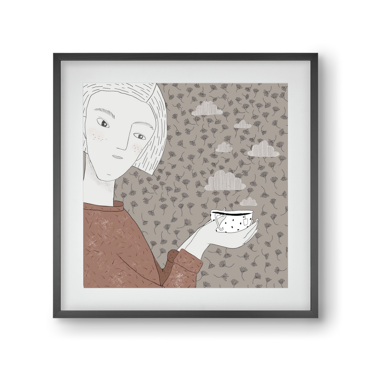 Hangulat, 30x30 cm (20x20 cm), Fekete keret, paszpartuval