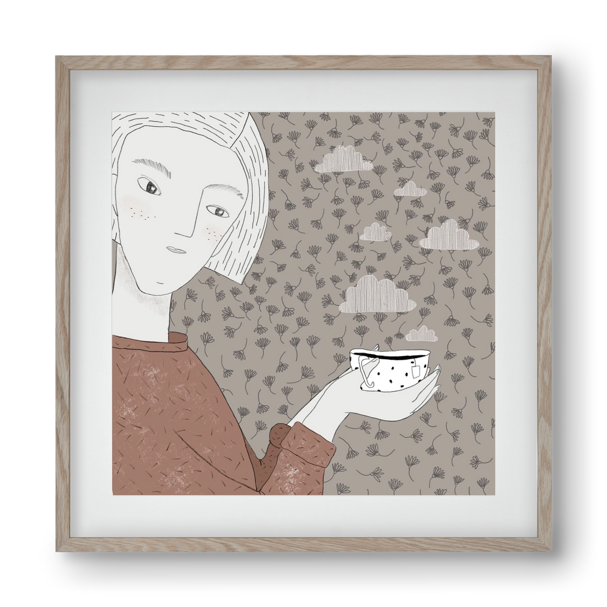 Hangulat, 40x40 cm (30x30 cm), Tölgy keret, paszpartuval