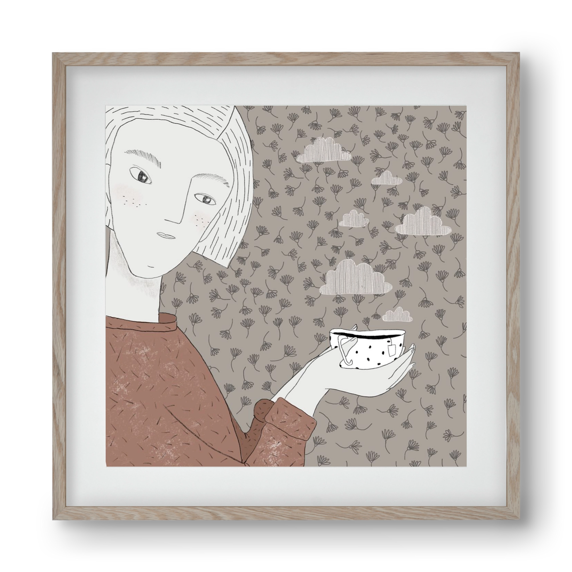 Hangulat, 40x40 cm (30x30 cm), Tölgy keret, paszpartuval