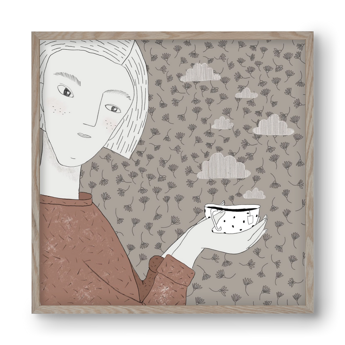 Hangulat, 40x40 cm (40x40 cm), Tölgy keret