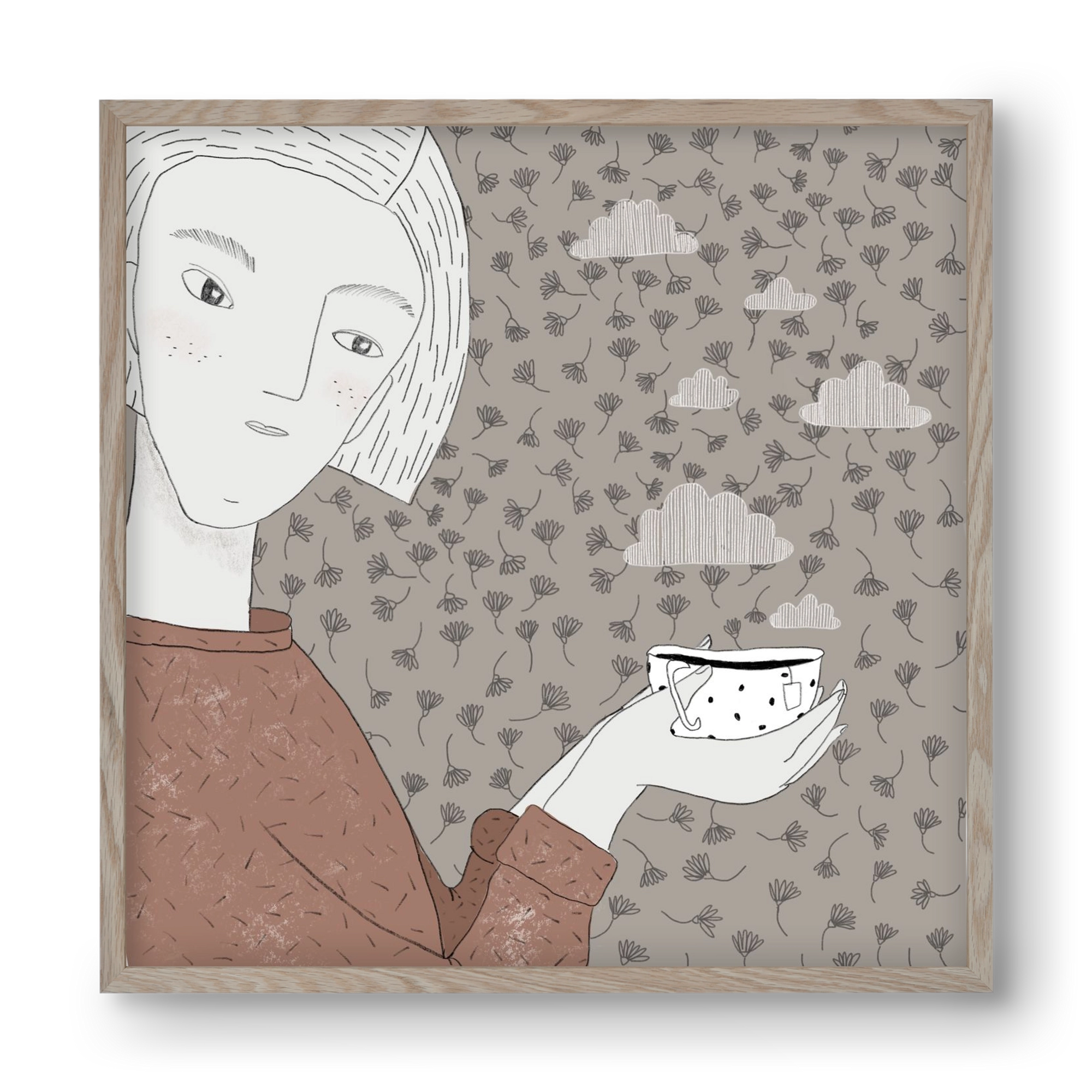 Hangulat, 40x40 cm (40x40 cm), Tölgy keret