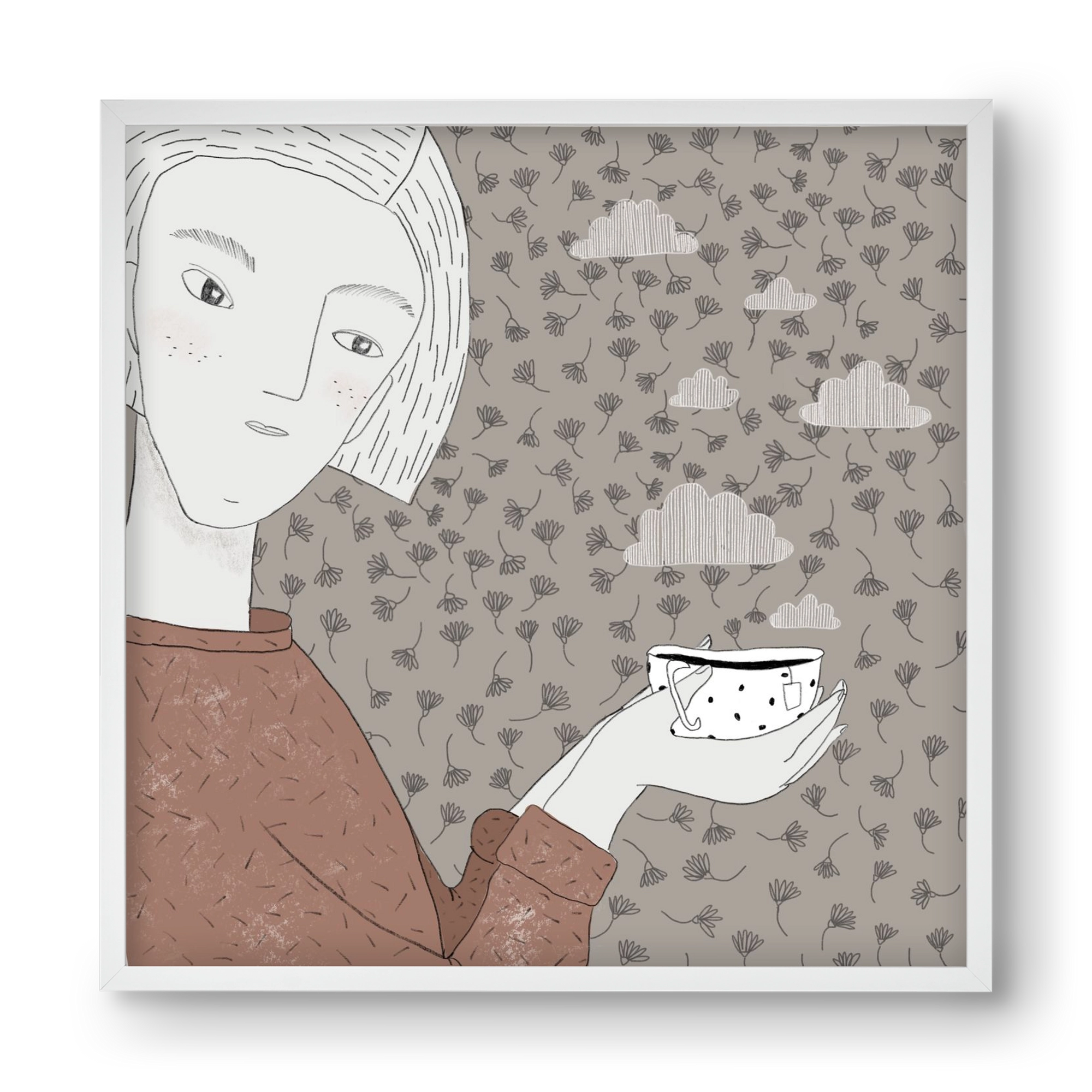 Hangulat, 40x40 cm (40x40 cm), Fehér keret