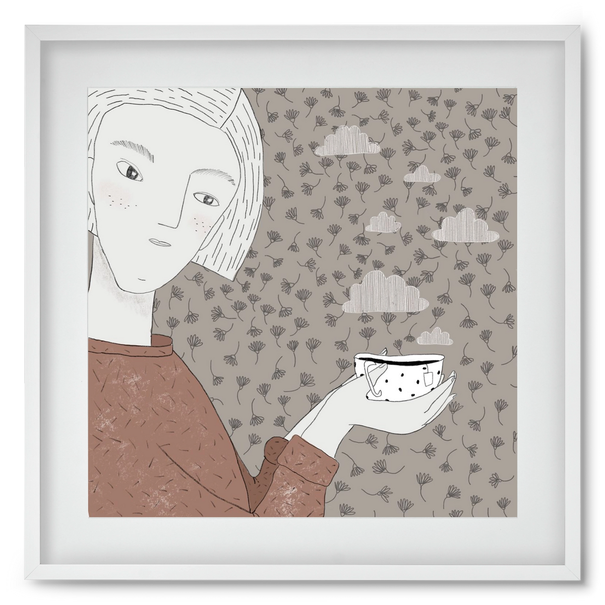 Hangulat, 50x50 cm (40x40 cm), Fehér keret, paszpartuval